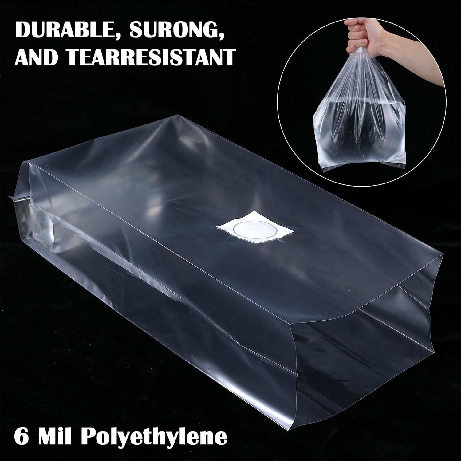 Lemecima 50-Pack Autoclavable Mushroom Growing Bag Bulk with Microporous Filter Patchs - Large 8"x5"x20" Extra 6 Mil