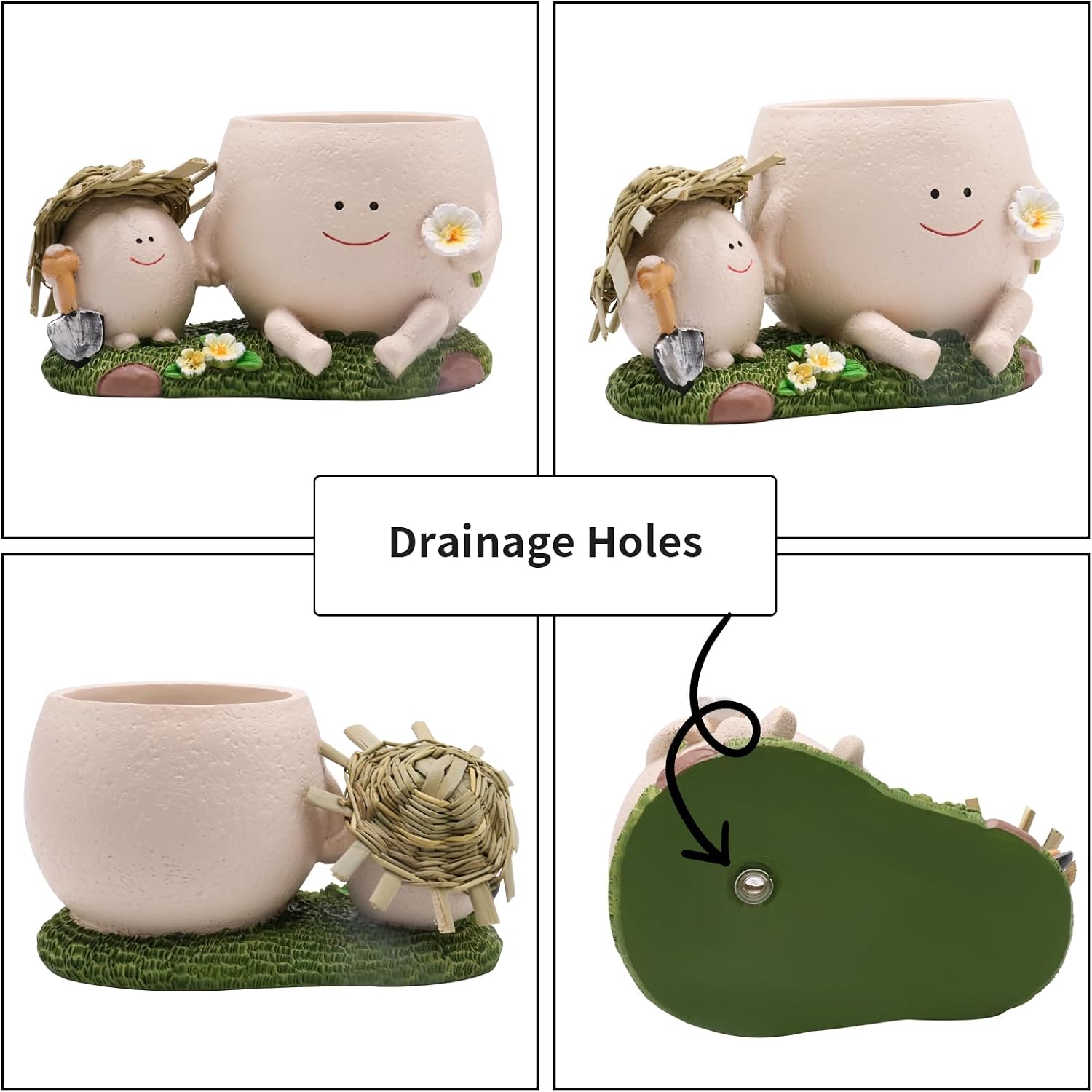 Smily Face Planter Pot Cute Resin Flower Head Planters for Indoor Outdoor Whimsical Succulent Pots for String of Pearls
