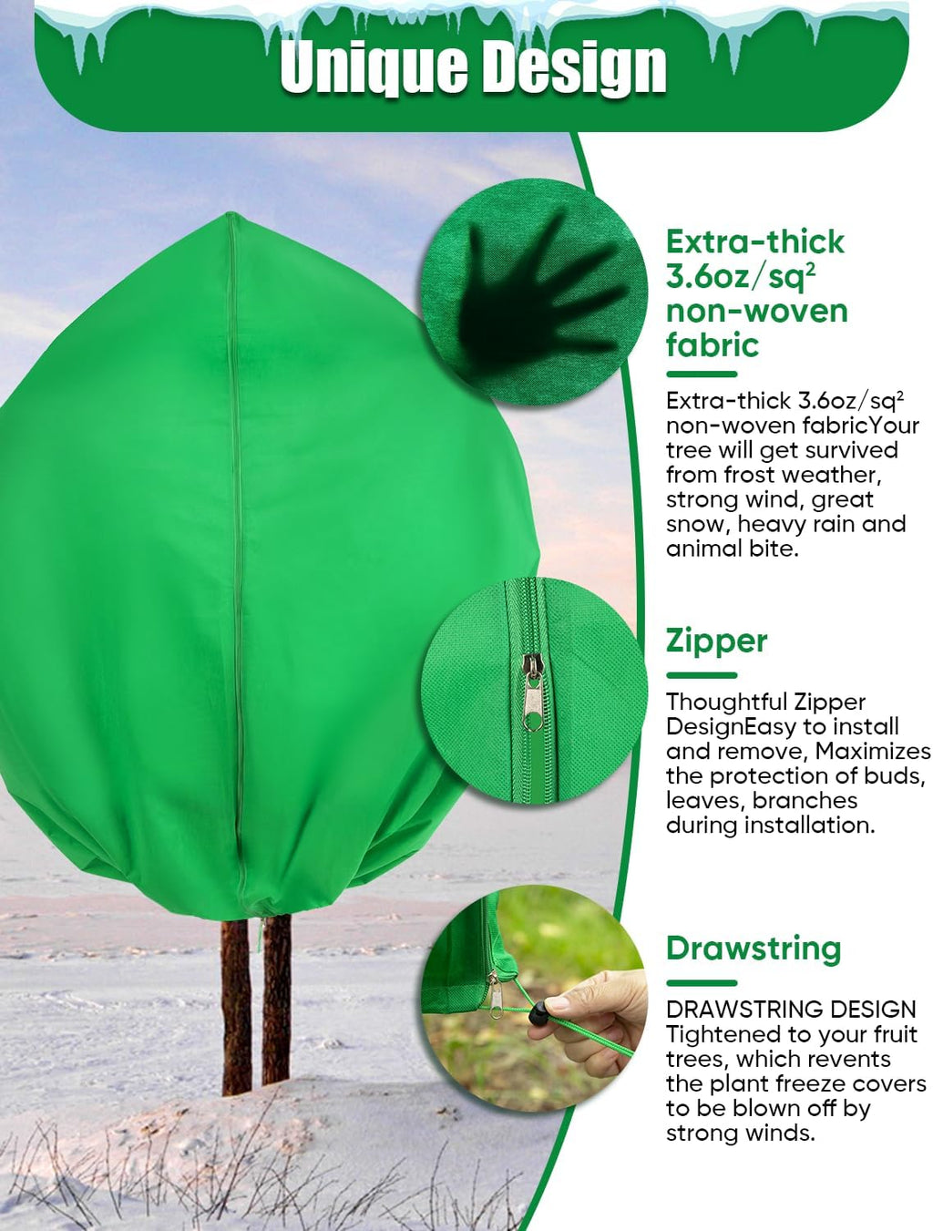 LCHUANG 2Pack Winter Plant Covers Freeze Protection - 71" x 63" Large Thickened Frost Blankets for Plants Fruit Tree
