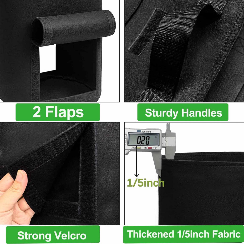 TCBWFY 20Gallon Potato Grow Bags with 2 Flaps,4 Pack Heavy Duty 14oz/yd² Potato Grow Bags,Planting Bag with Sturdy
