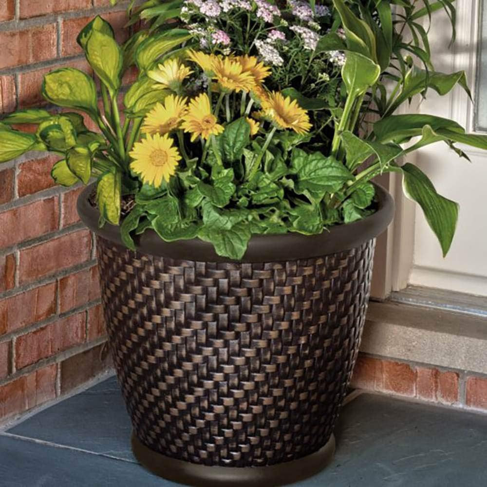 Suncast 18" x 16.5" Resin Planter - Lightweight Contemporary Flower Pot for Plants - Indoor and Outdoor Use, Home