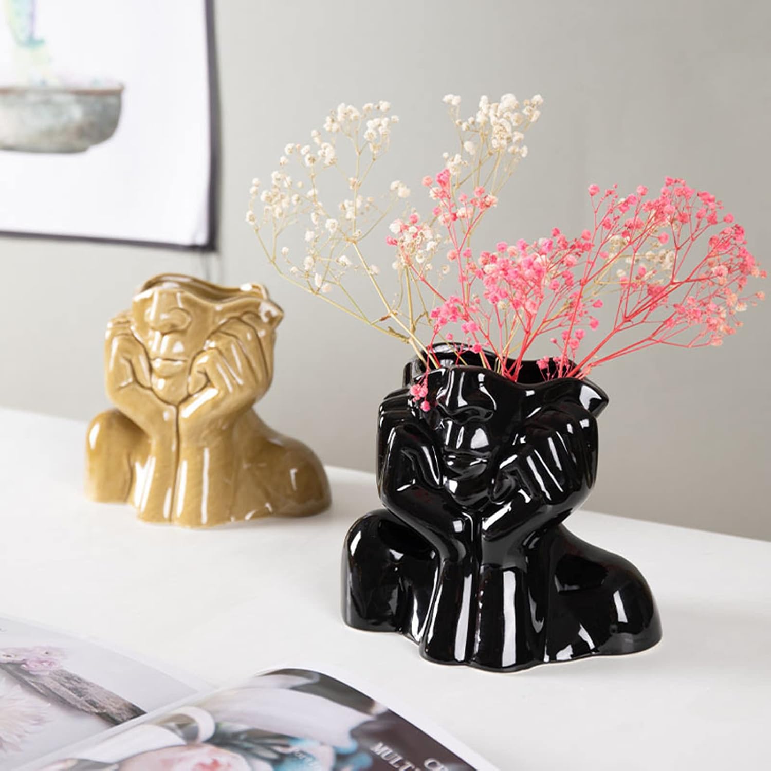 Abstract Face Flower Pot Silicone Mold Succulent Planter Vase Plaster Concrete Mold Candle Pen Holder Mold Cement Clay
