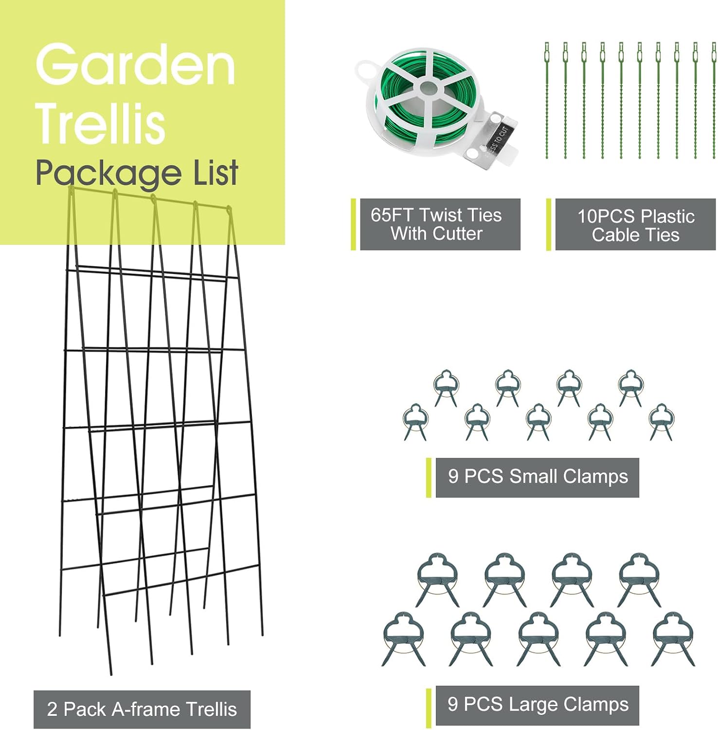 RIFNY Cucumber Trellis for Raised Bed, Garden Trellis 16.5 x 40 Inch, Black | 2 PCS Metal Trellis for Climbing Plants