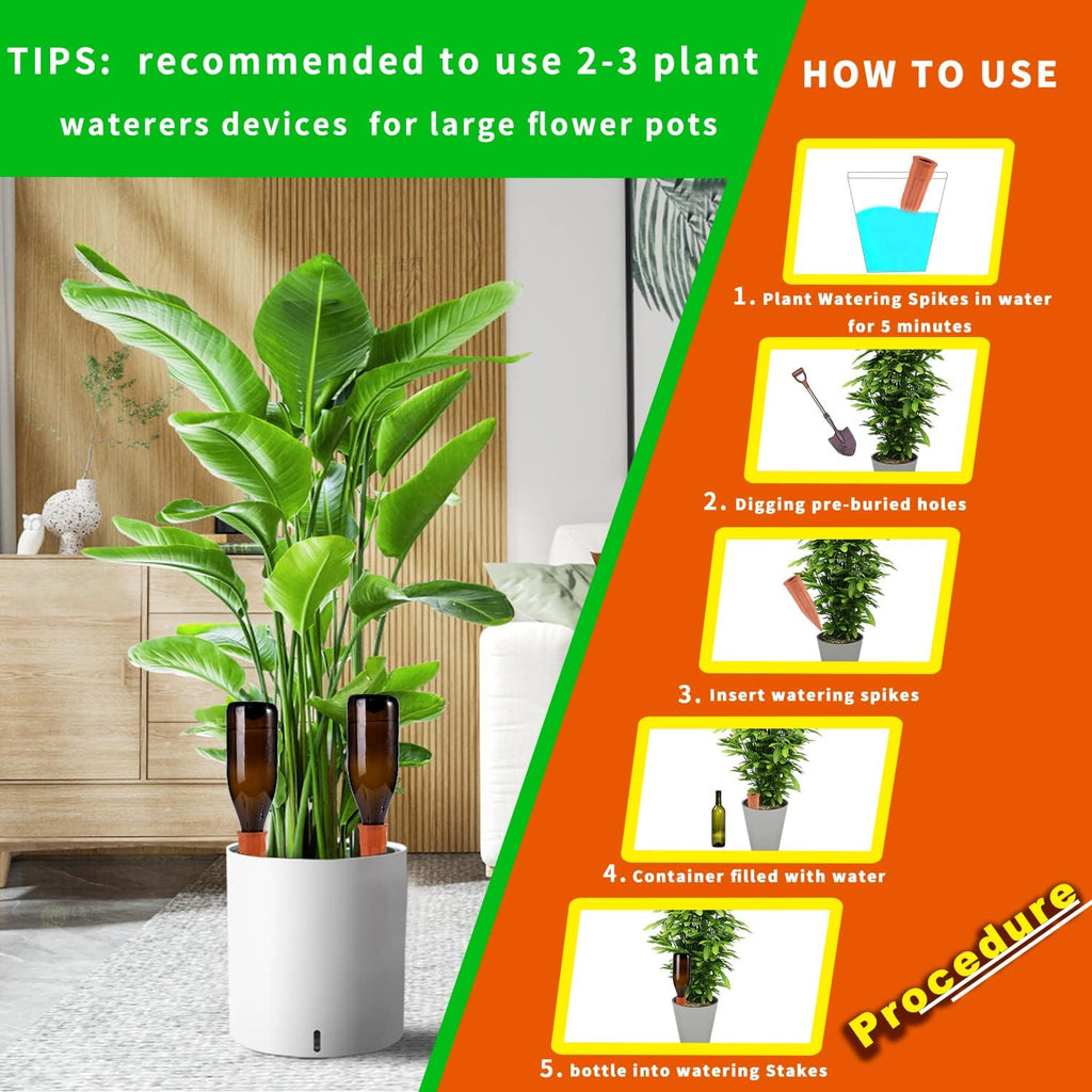 TKSCUSR Plant Self-Watering Stakes-15 Pack Terracotta Automatic Plant Waterer Devices Auto-Water Irrigation System for