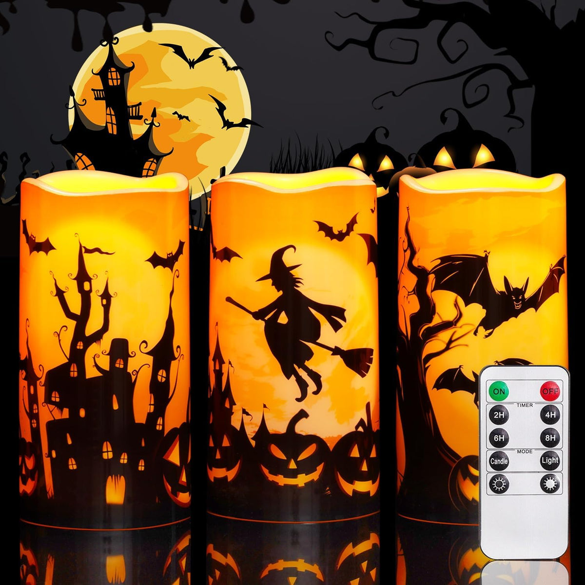 Led Light Up Jack O Lantern, Pumpkin Skull Halloween Decorations for Home