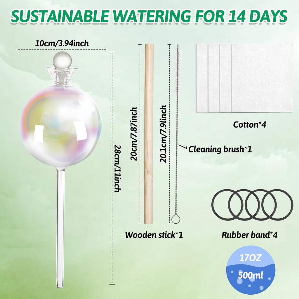 17 oz Up 2 Weeks Extra Large Plant Watering Globes, Self Watering Planter Insert Iridescent Self Watering Globes
