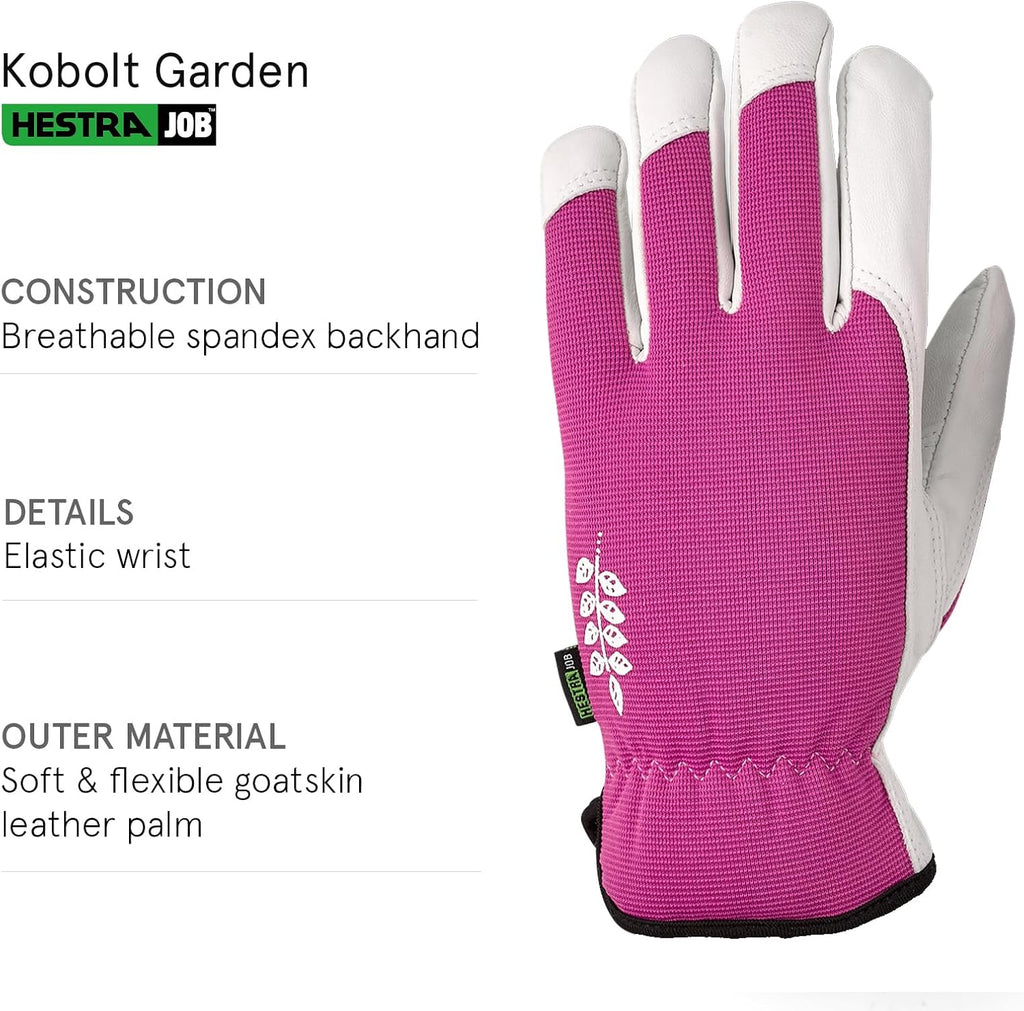 Hestra Job Kobolt Garden Glove, Leather Gardening Gloves for Pruning, Digging, & Outdoor Yard Work for Men & Women