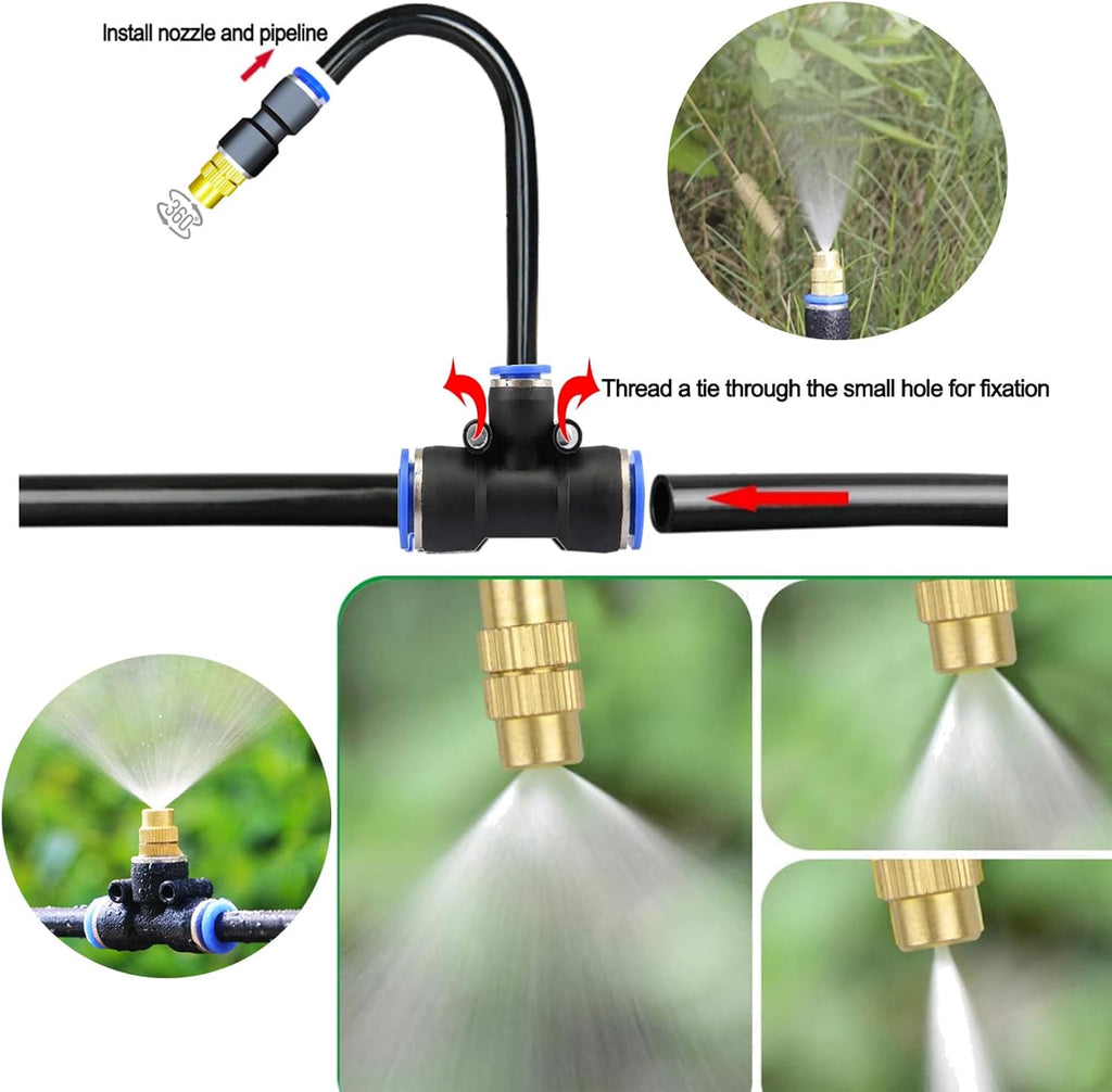 Update Drip Irrigation Kit, 82FT Automatic Watering System with 20 Replaceable 360° Bendable Sprayers, Atomizing Copper