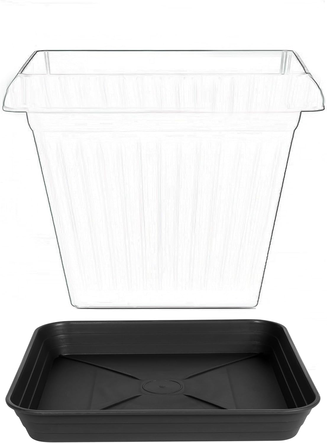 3 Pack Square Plant Saucer Tray 20 inch, Heavy Duty Plastic Plant Saucers for Indoors Outdoor, Flower Plant Drip Trays
