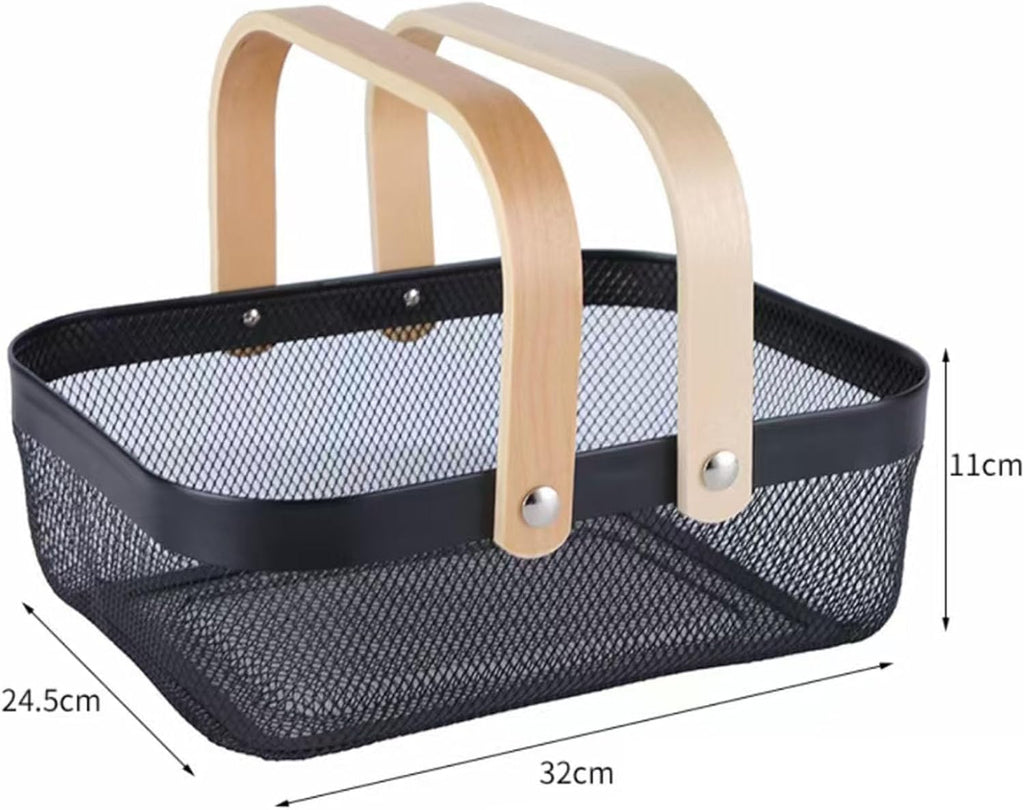 AJIODA Metal Mesh Steel Basket, Storage Organizer Basket Garden Harvest Basket Multi-functional Kitchen Fruit Baskets