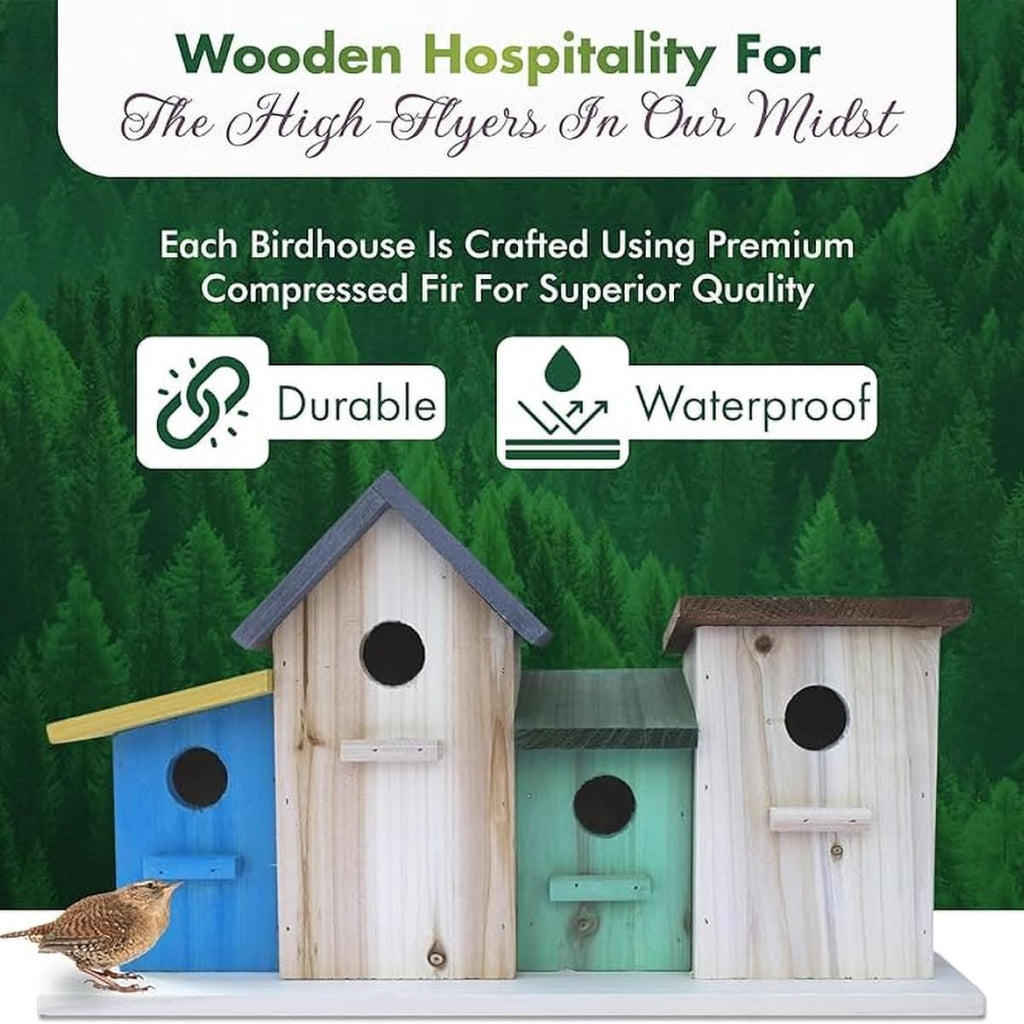 23 Bees 4 Hole Bird House for Outside/Indoors/Hanging, Kits for Children & Adults, Decorative Birdhouse &Home