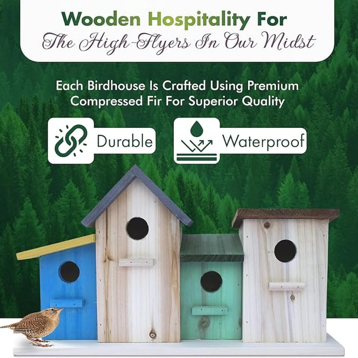 23 Bees 4 Hole Bird House for Outside/Indoors/Hanging, Kits for Children & Adults, Decorative Birdhouse &Home
