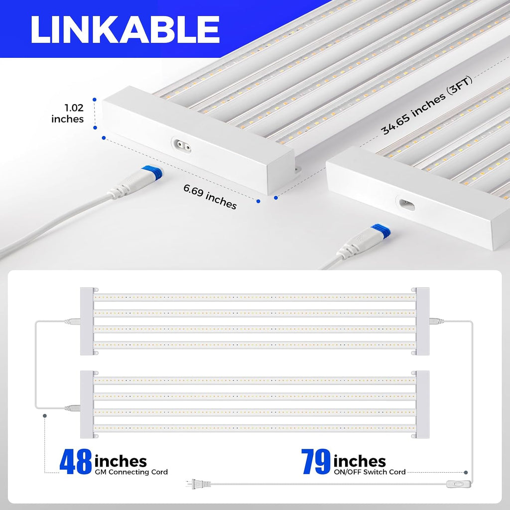 Barrina TX-L63 3FT LED Grow Light, 63W, 4 Panels Wider Coverage, High PPFD | Full Spectrum with 730nm IR LEDs, High