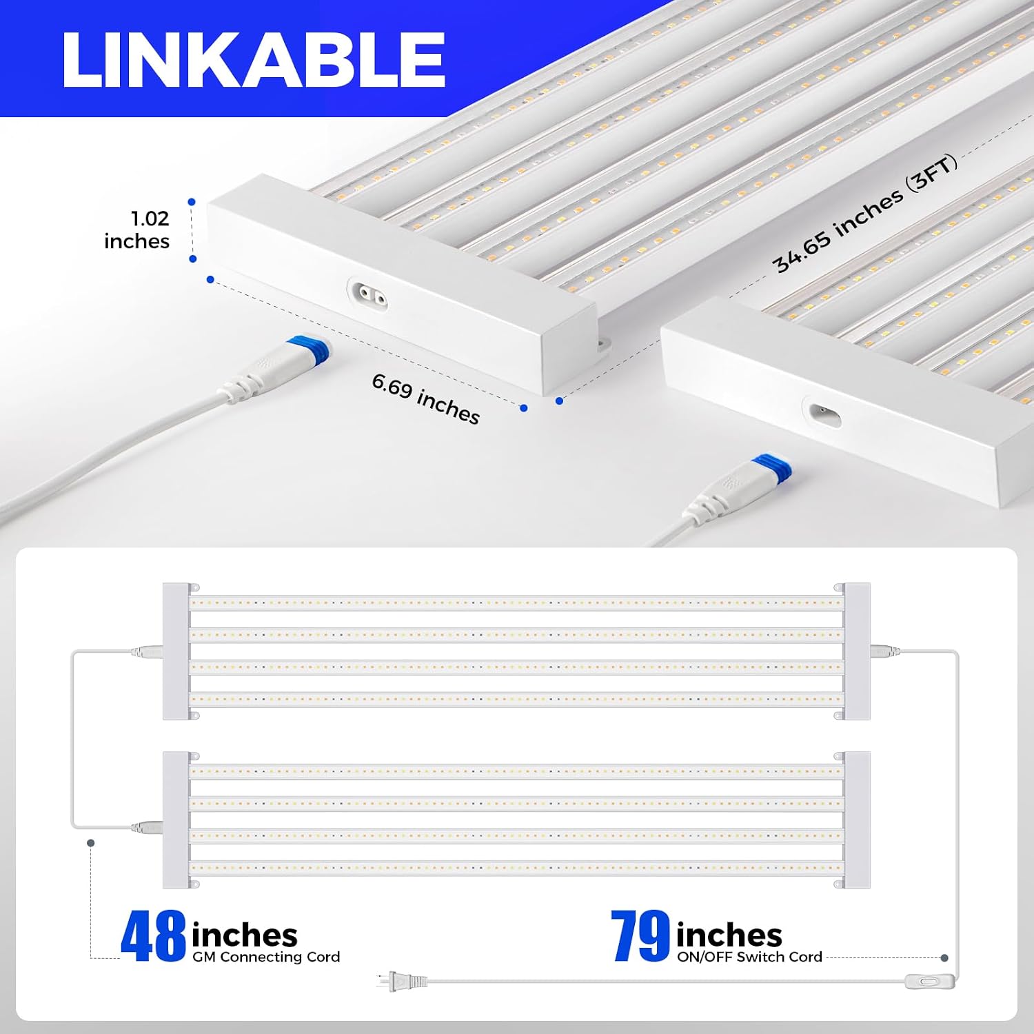 Barrina TX-L63 3FT LED Grow Light, 63W, 4 Panels Wider Coverage, High PPFD | Full Spectrum with 730nm IR LEDs, High