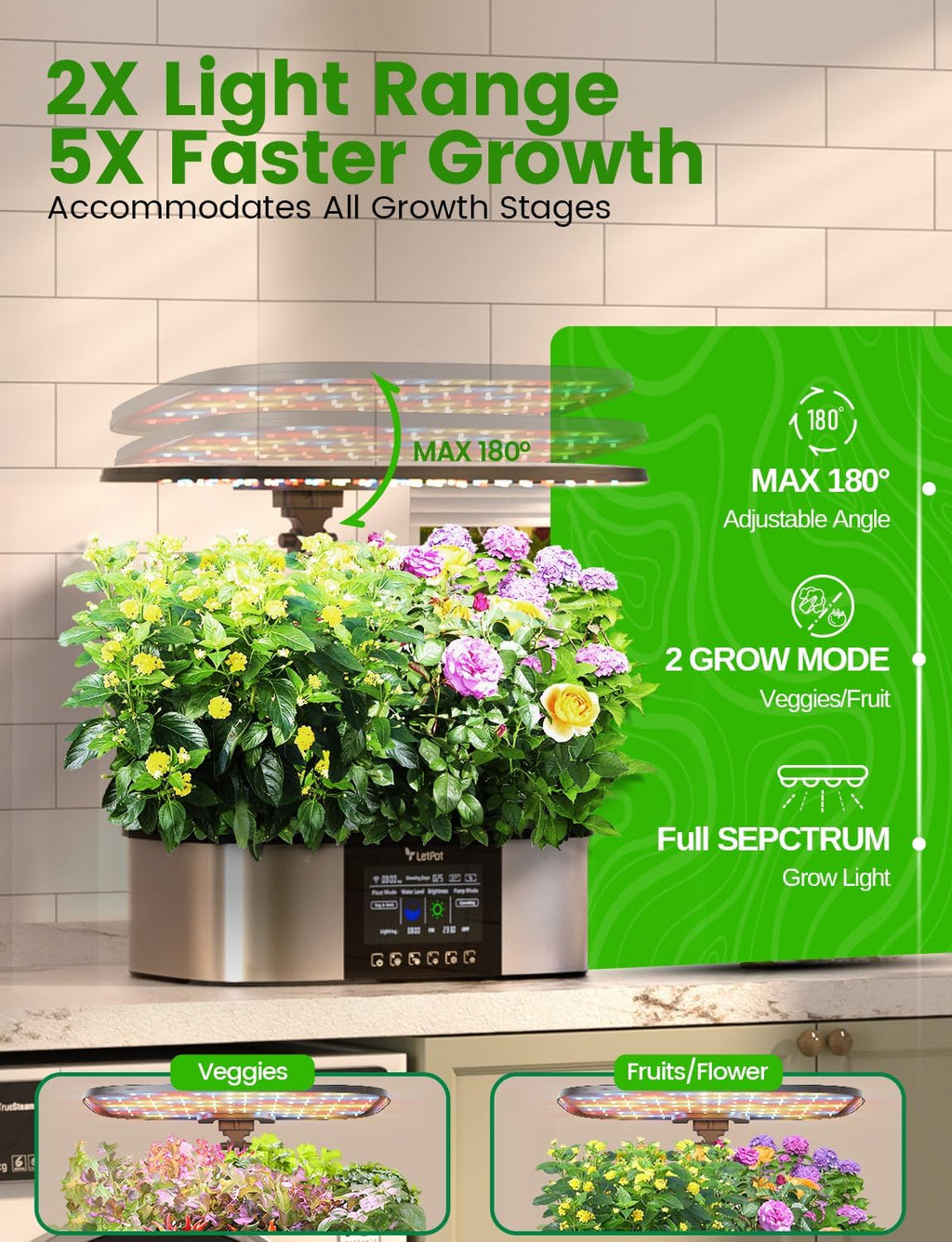 LetPot LPH-Max Hydroponics Growing System Kit, 21 Pods APP & WiFi Automatic Controlled Smart Indoor Garden with 36W LED