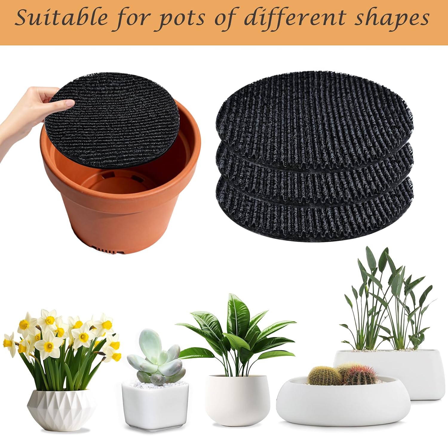 3Pcs 14inch Round Pot Mesh Drainage Discs Double Layer Plant Pot Hole Insert Pads Cutable Bonsai Pot Bottom Grid Mat