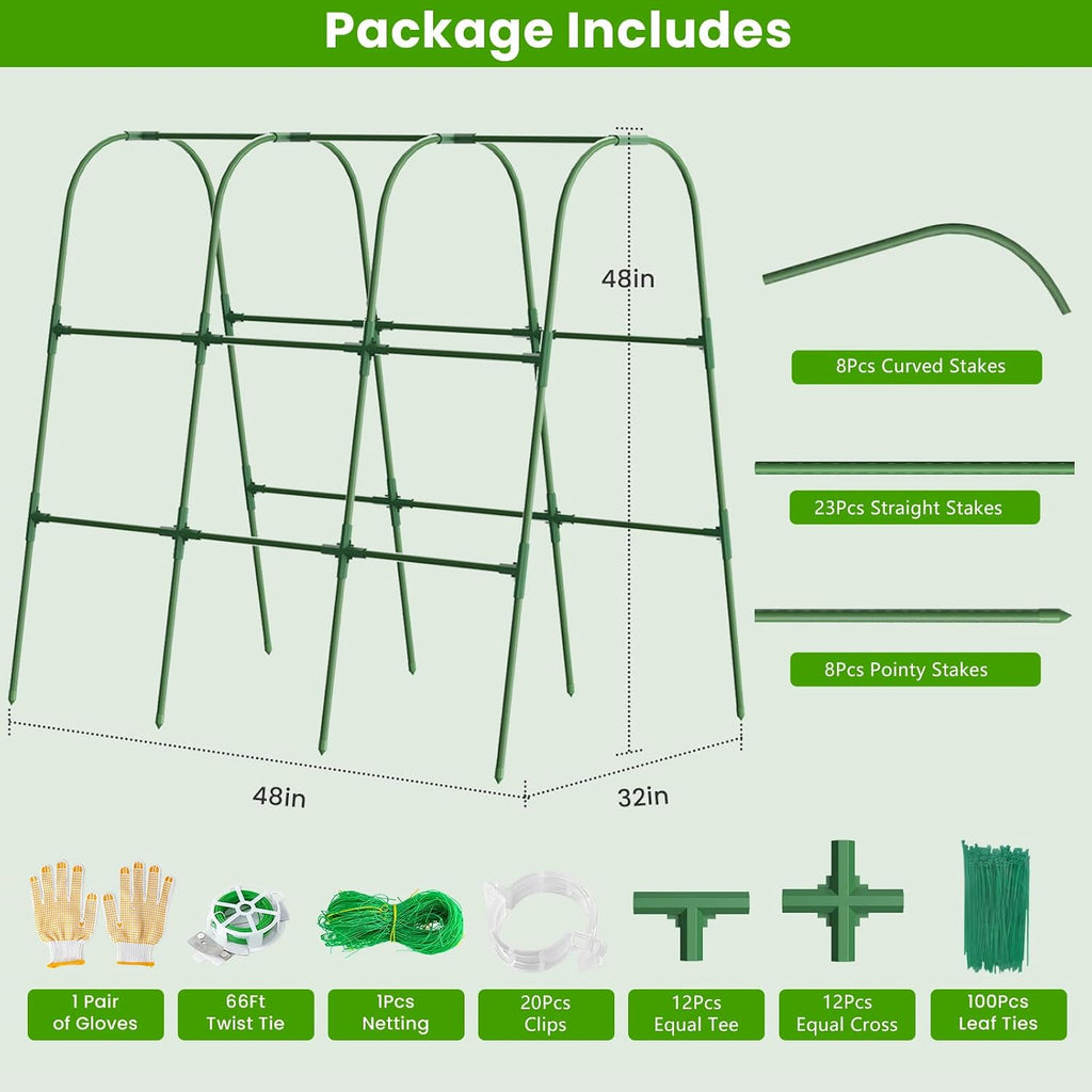 Cucumber Trellis for Raised Bed, U-Shape Garden Trellis for Climbing Plants Outdoor, Metal Arch Vegetables Trellis