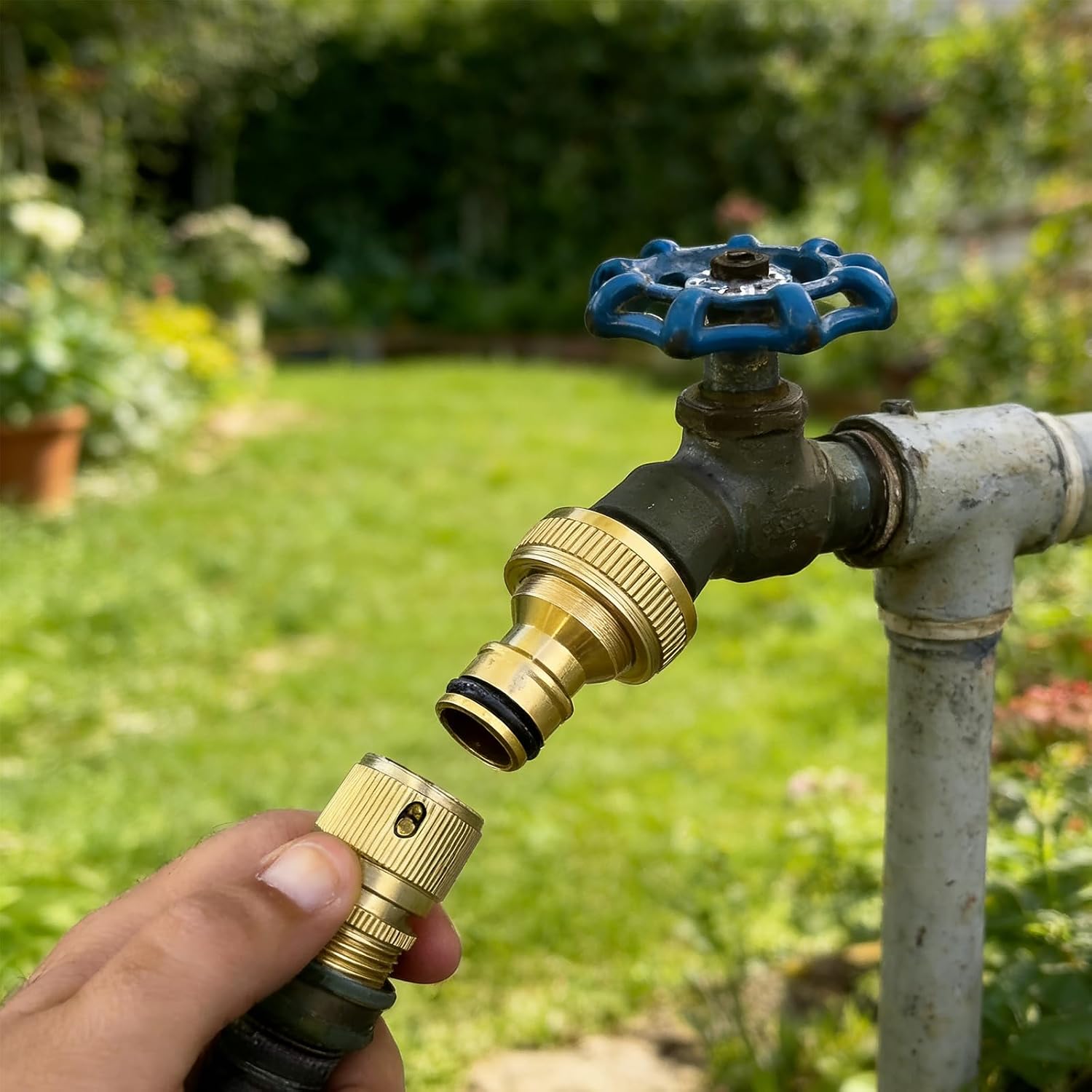 3/4 Inch GHT Solid Brass Garden Hose Quick Connect Fittings, Water Hose Connectors with Leak-Proof Seal for Outdoor
