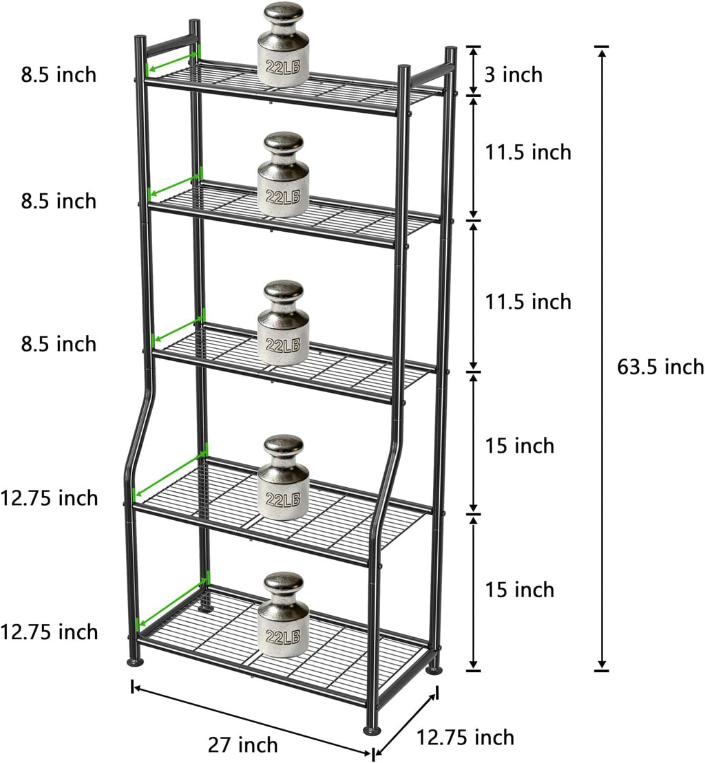 Ekisemio 5-Tier Metal Plant Stand, Heavy Duty Indoor Outdoor Flower Shelf for Multiple Pots, 63.5" Tall Vertical Plant