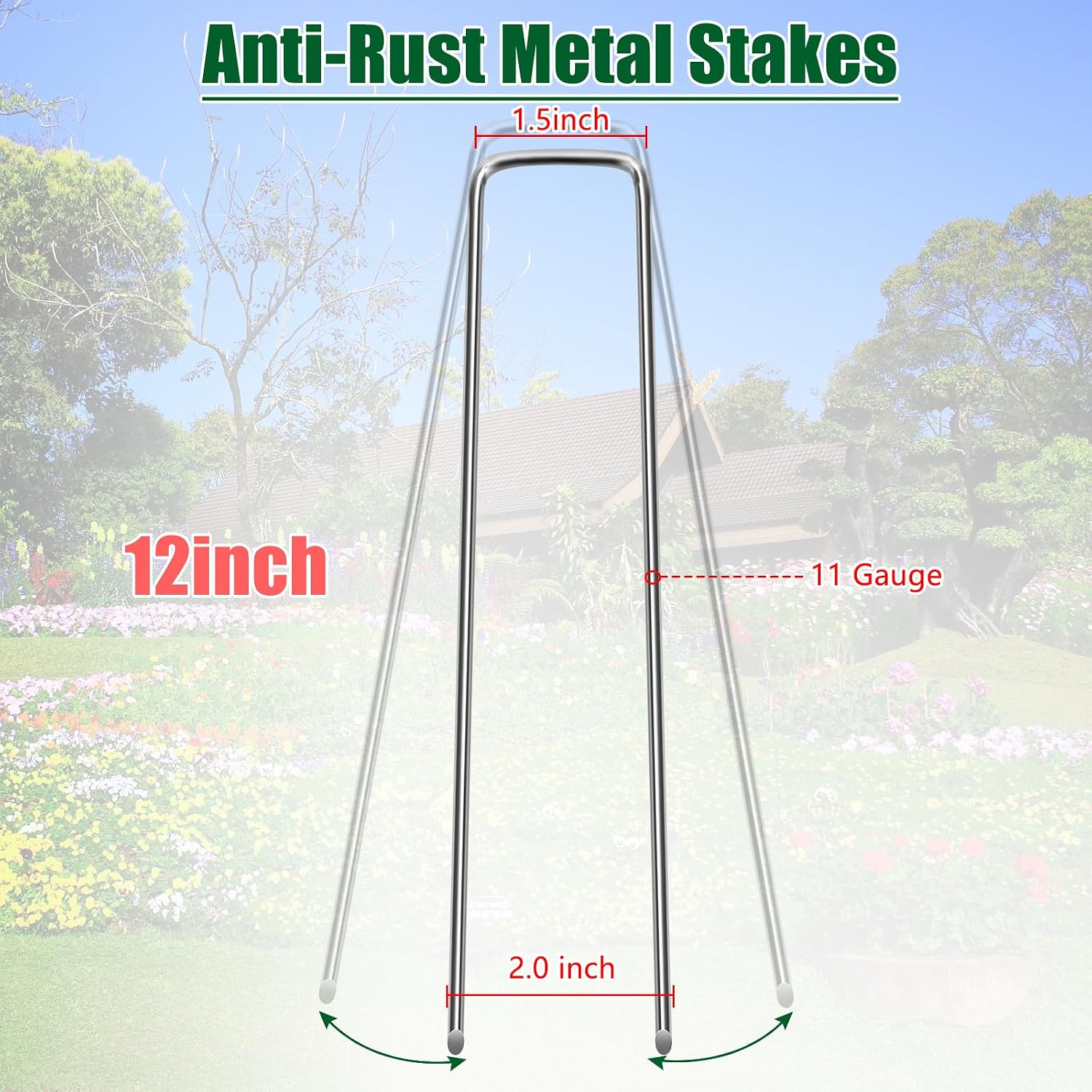 12 Inch Galvanized Landscape Staples Stakes, 25/50/100/200pcs Garden Metal Stakes for Weed Barrier Fabric, Fence