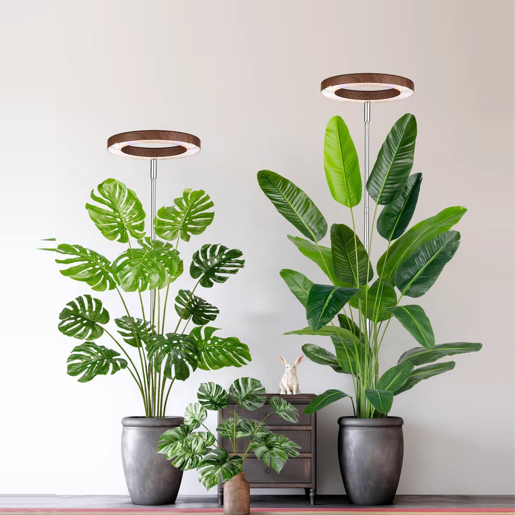 Plant Grow Light, LED Growing Light Full Spectrum for Indoor Plants,Aluminum Walnut Wood Grain Plant Lights,Height