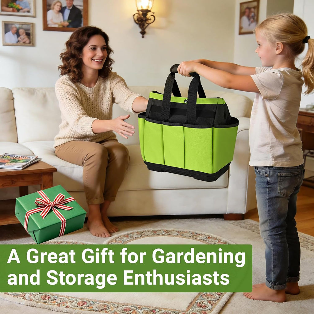 Garden Tool Bag with Waterproof Plastic Base, Heavy-Duty Oxford Garden Tote | Garden Tote Caddy Featuring 8 Pockets