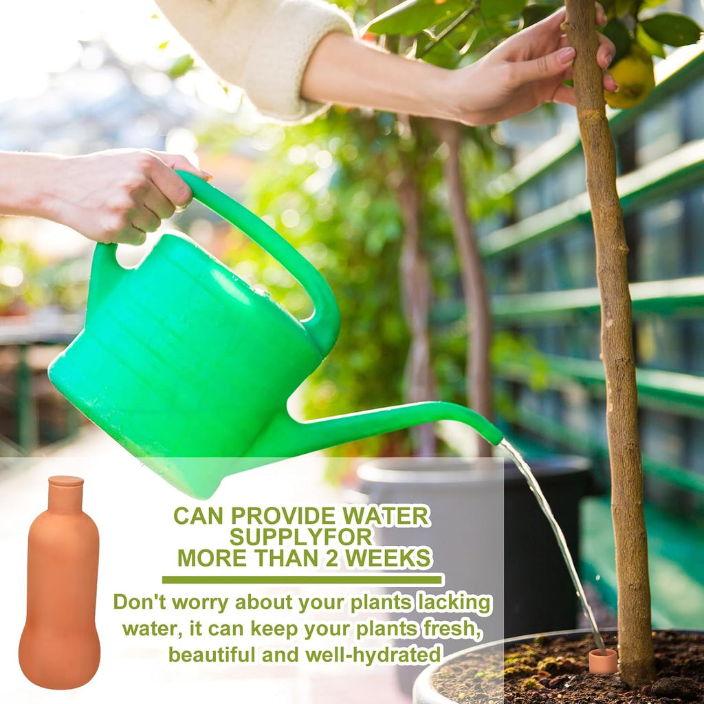 2 Pcs 34oz Olla Watering Pots, Large Terracotta Self Irrigation Pots with Lid, Automatic Olla Watering System for