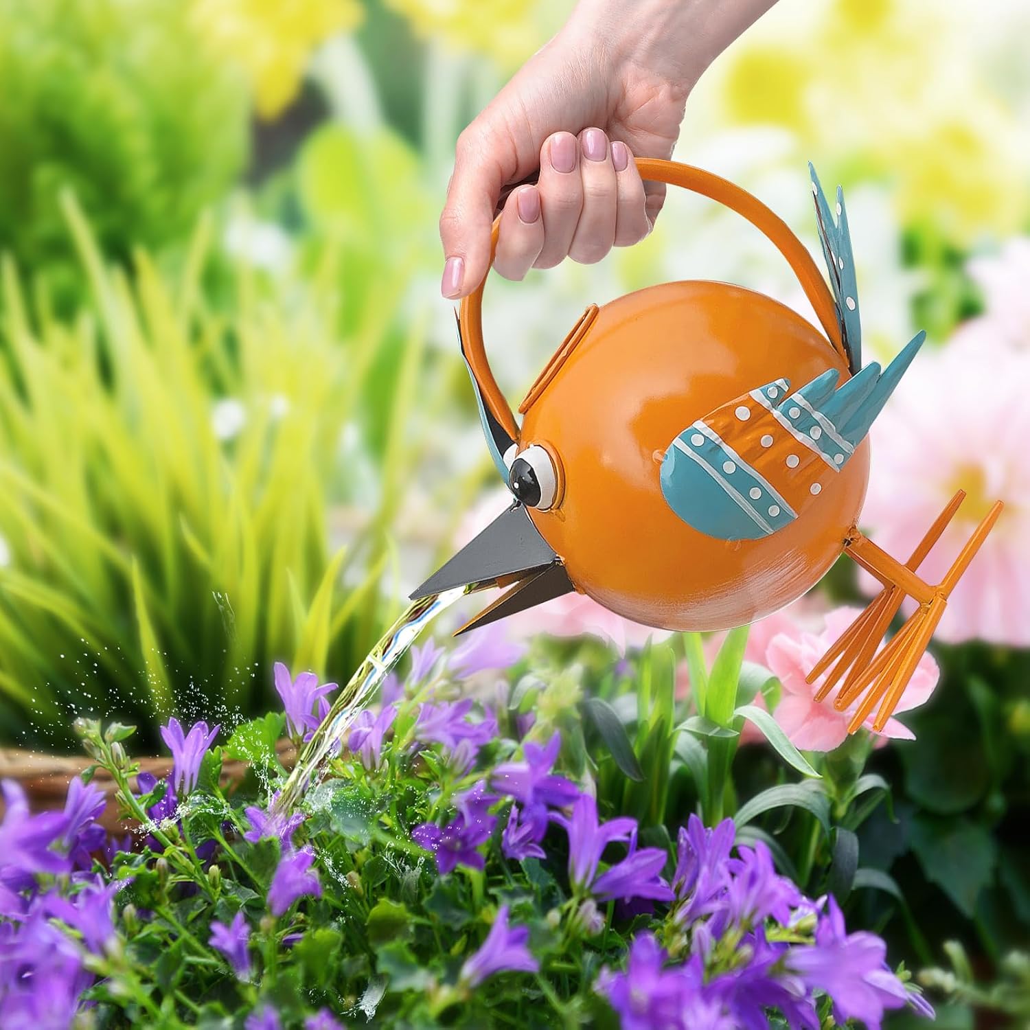 Metal Cute Bird Watering Can,Watering Can Indoor/Outdoor Plants | Decorative & Functional 1.8 L/0.5 Gallon Water Pot