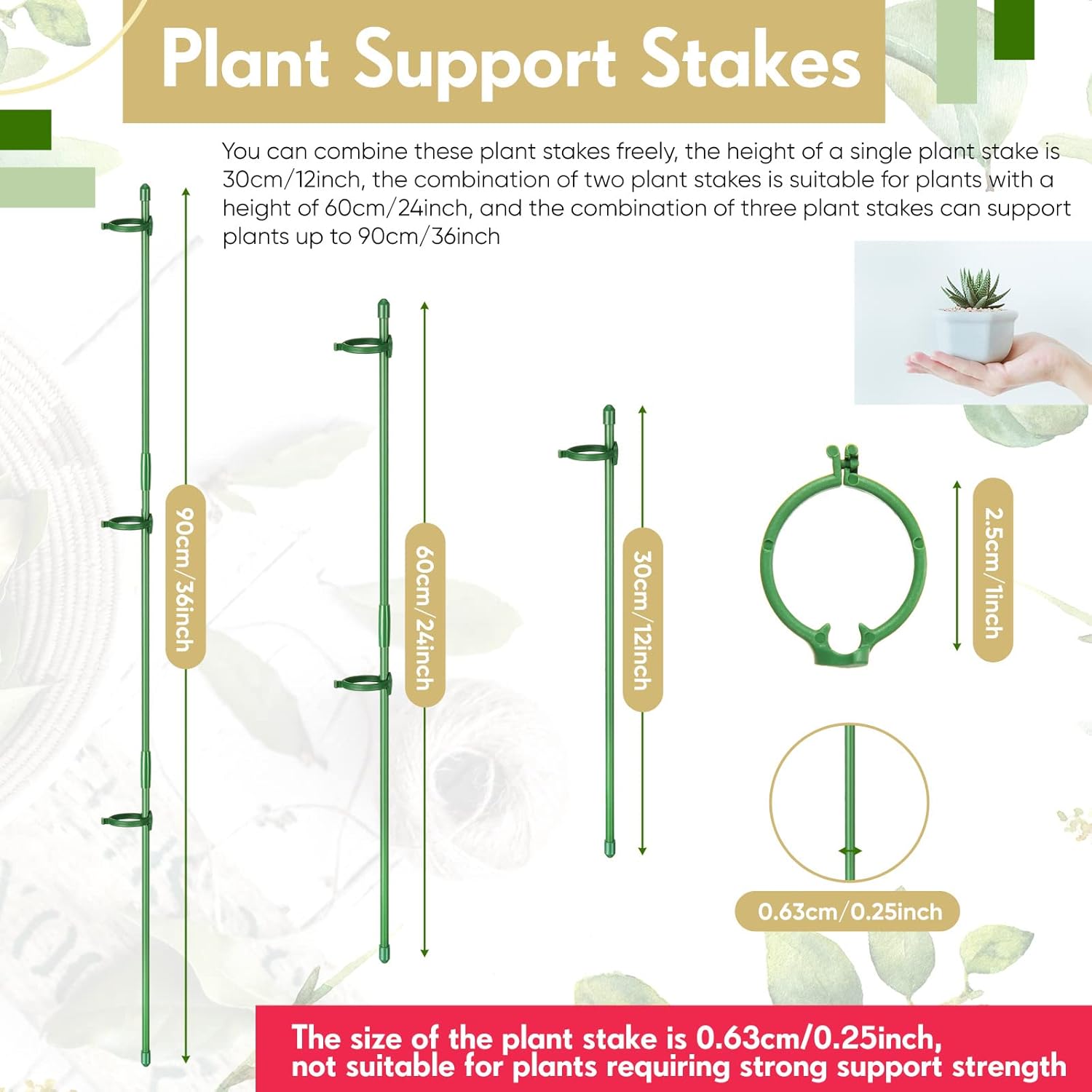 meekoo 120 Pcs 12 Inch Adjustable Plant Support Stakes for Indoor Outdoor Garden Orchid Stick Single Stem Plant Cage
