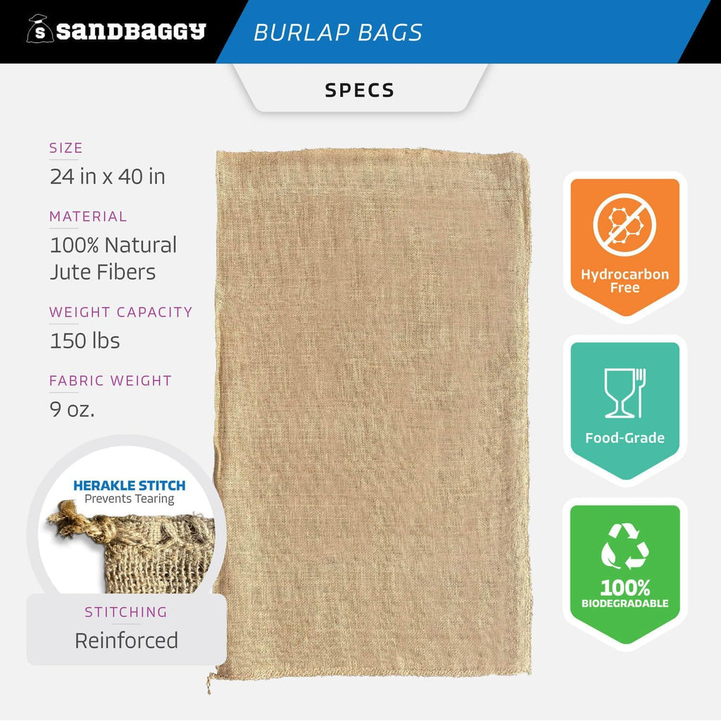 Sandbaggy - Large Burlap Bags 24" x 40" - Potato Sack Race Bags for Kids & Adults - Premium Quality Jute for Vegetables