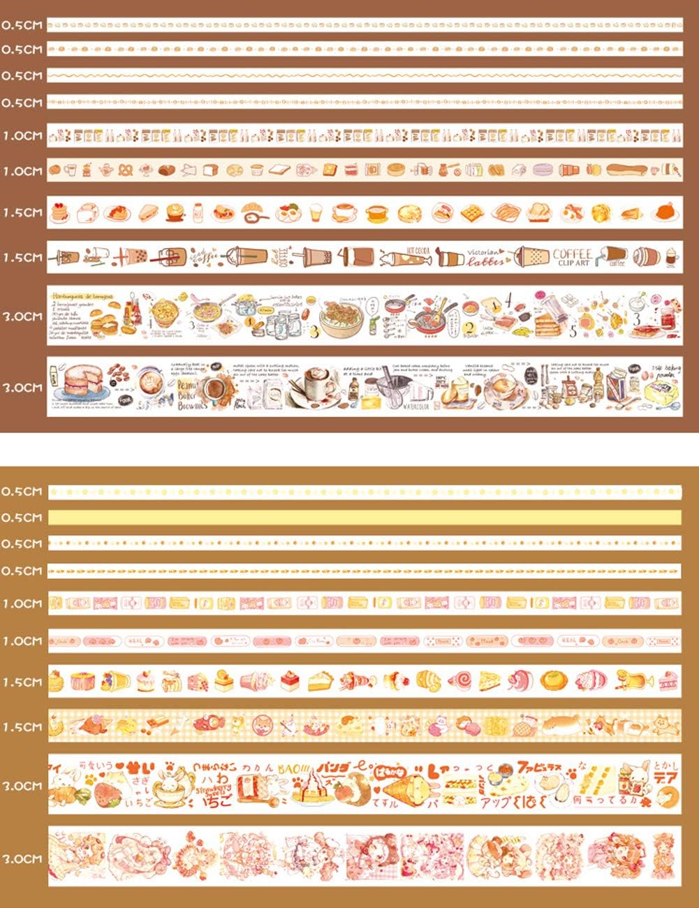 ZDOLAKIDS 100 Rolls Kawaii Washi Paper Masking Tape Set Marine Life Planet Cloud Green Plant Floral Food Drink Stickers