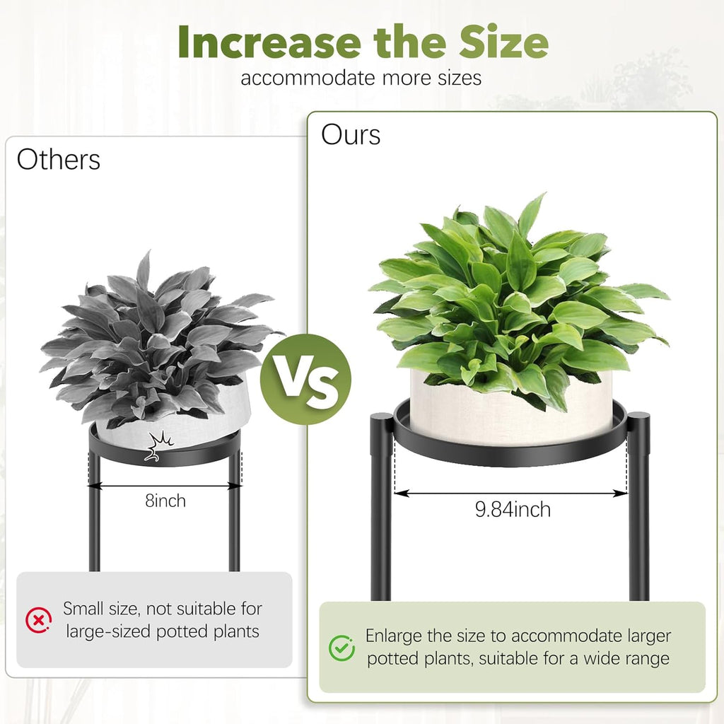 3 Tier Corner Plant Stand Indoor Outdoor, Metal, 10 Inch Wide Tray, Black | 30 In Tall Folding Flower Pot Holder