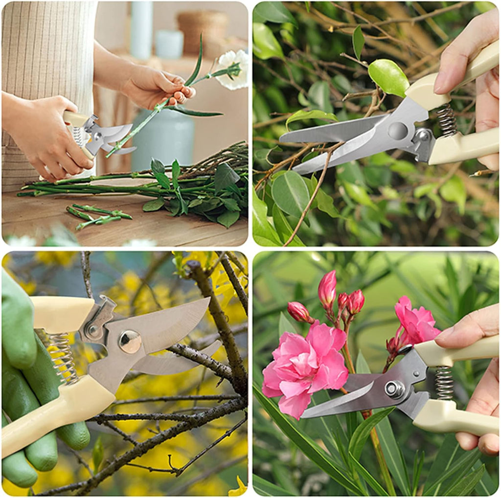 6PCS Premium garden shears, pruning scissors gardening tools, pruners for flower, bushes, rose and fruit tree, use for