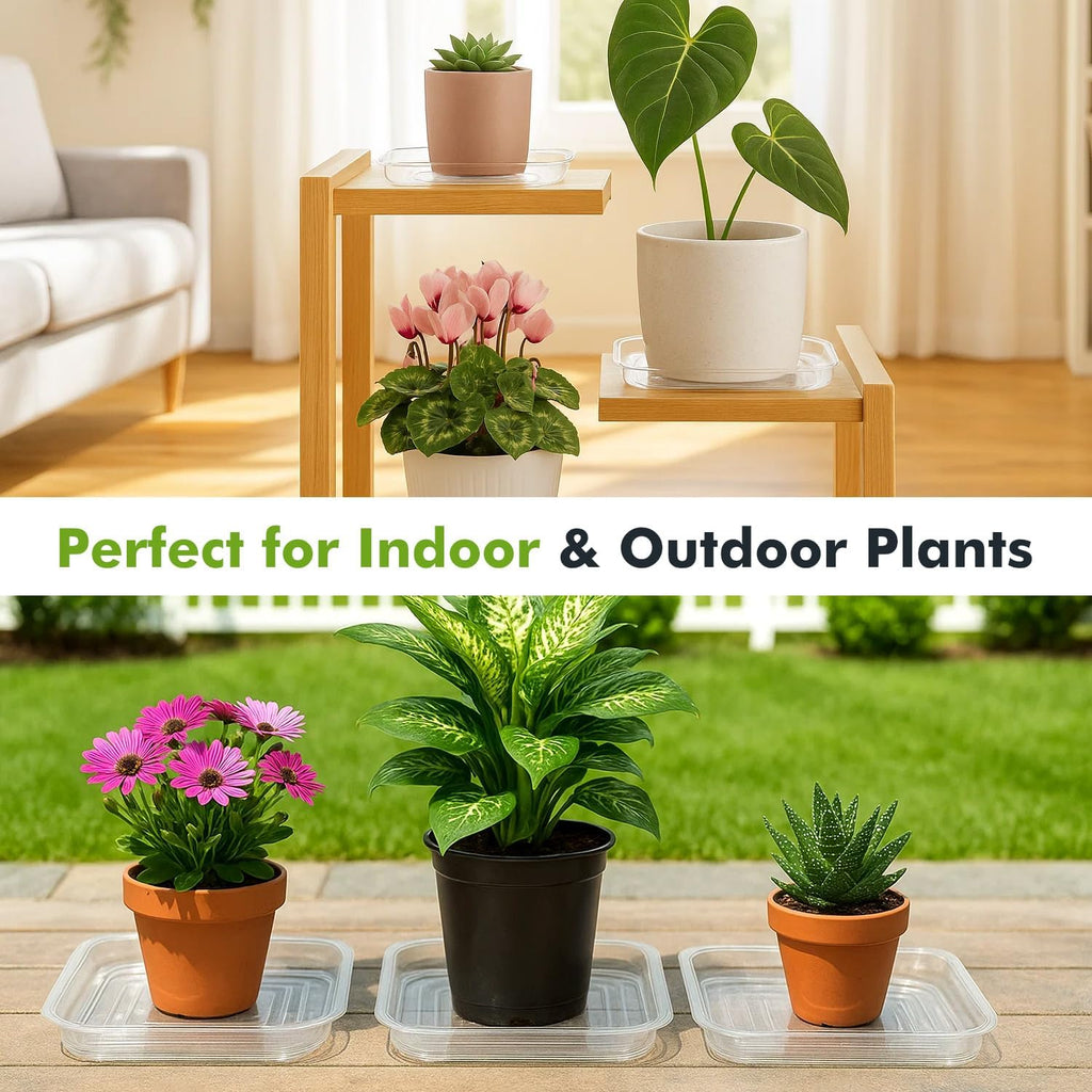 20 Pack Square Plant Saucer Plant Trays for Pots 10 Inch Plant Saucers for Outdoors and Indoor Clear Plant Pot Saucers