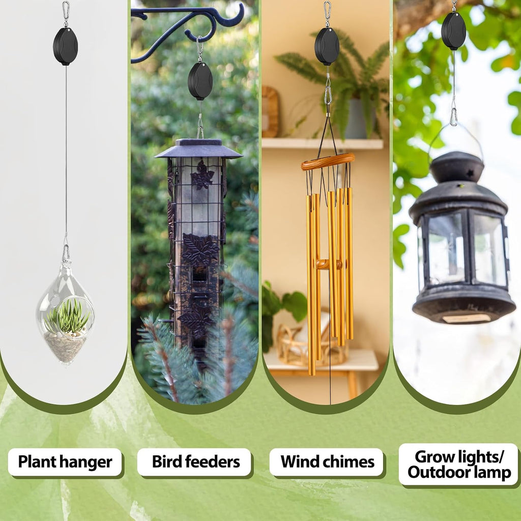 Leinuosen 4 Pack Upgraded Plant Pulleys for Hanging Plants Heavy Duty Retractable Plant Hanger, 304 Stainless Steel