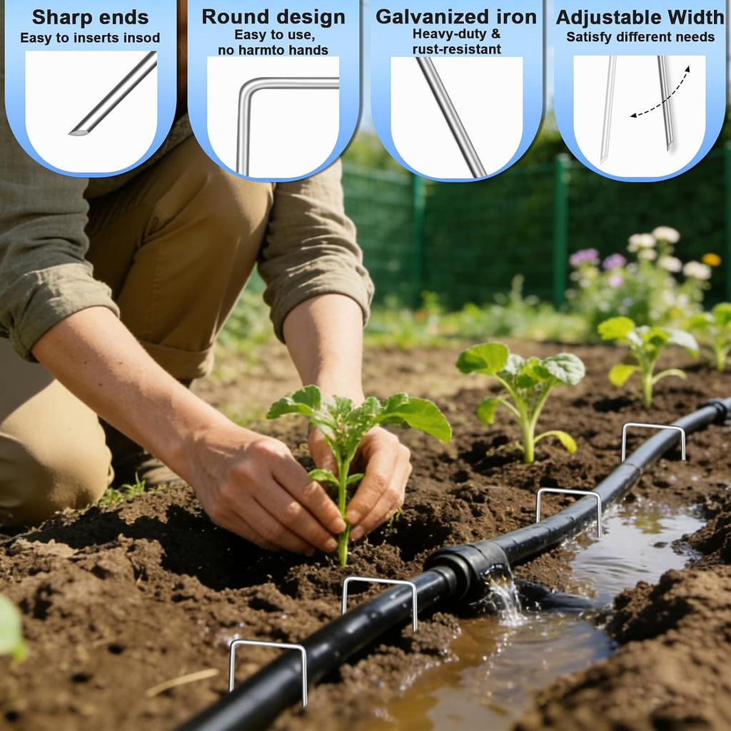 6 Inch 500 Pack U-Shaped Galvanized Garden Stakes, 11 Gauge Landscape Staples, Landscape Fabric pins,Ground Stakes,Yard