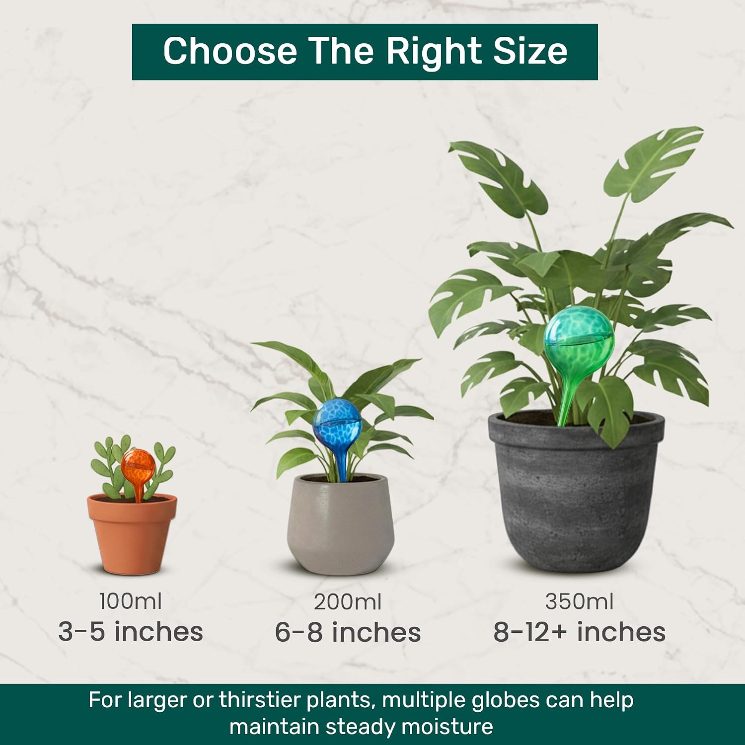 Little Green Leaf Automatic Plant Watering Globes, Self Watering Planter Inserts (Set of 10) | Clear Plastic Bulbs | 6