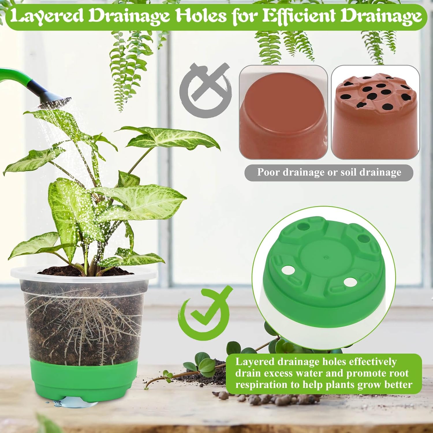 Caffox 45PCS Reusable Seed Starter Kit Includes 20 Packs 5" Clear Nursery Pots with Silicone Base, Repotting Mat