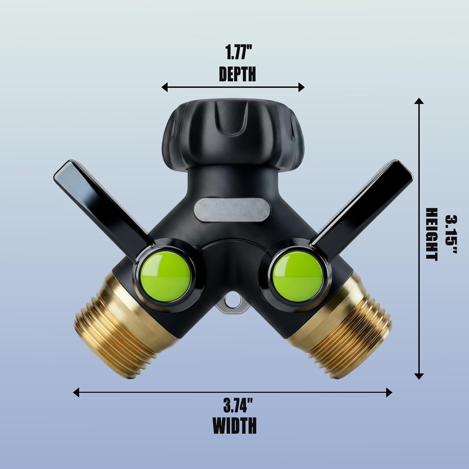 Garden Hose Splitter 2 Way Heavy Duty with Shut Off Valves,3/4" GHT | Large Ball Valve Design Helps Reduce Water