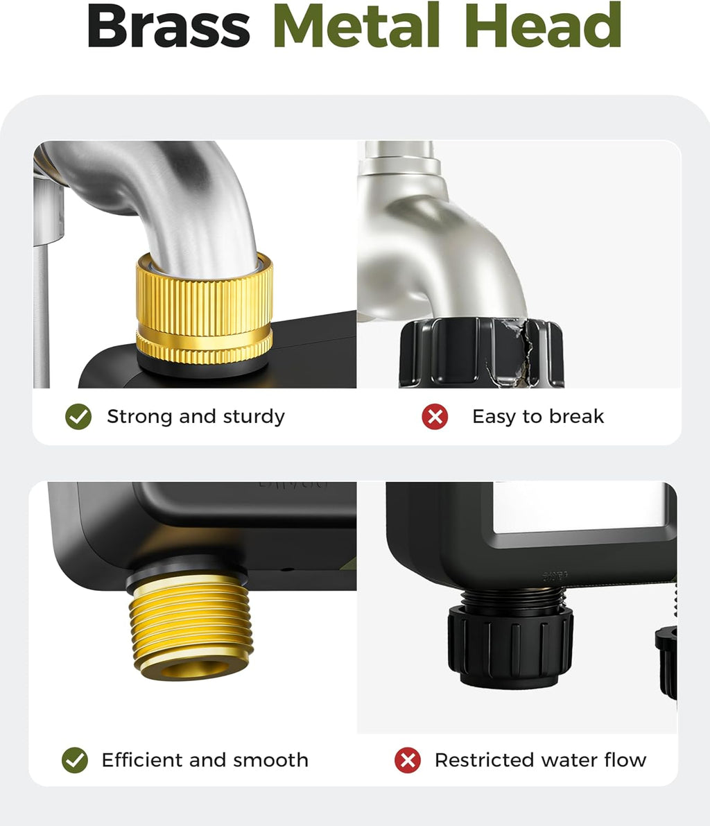 Diivoo Brass Hose Timer, Programmable Garden Timers for Watering | IP66 Waterproof, Large Display Easy Programming