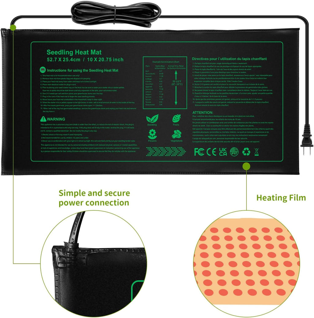 NAMOTEK 2 Pack Seedling Heat Mat, Durable Waterproof Seed Germination Heating Mat, Warm Hydroponic Plant Heating Pad