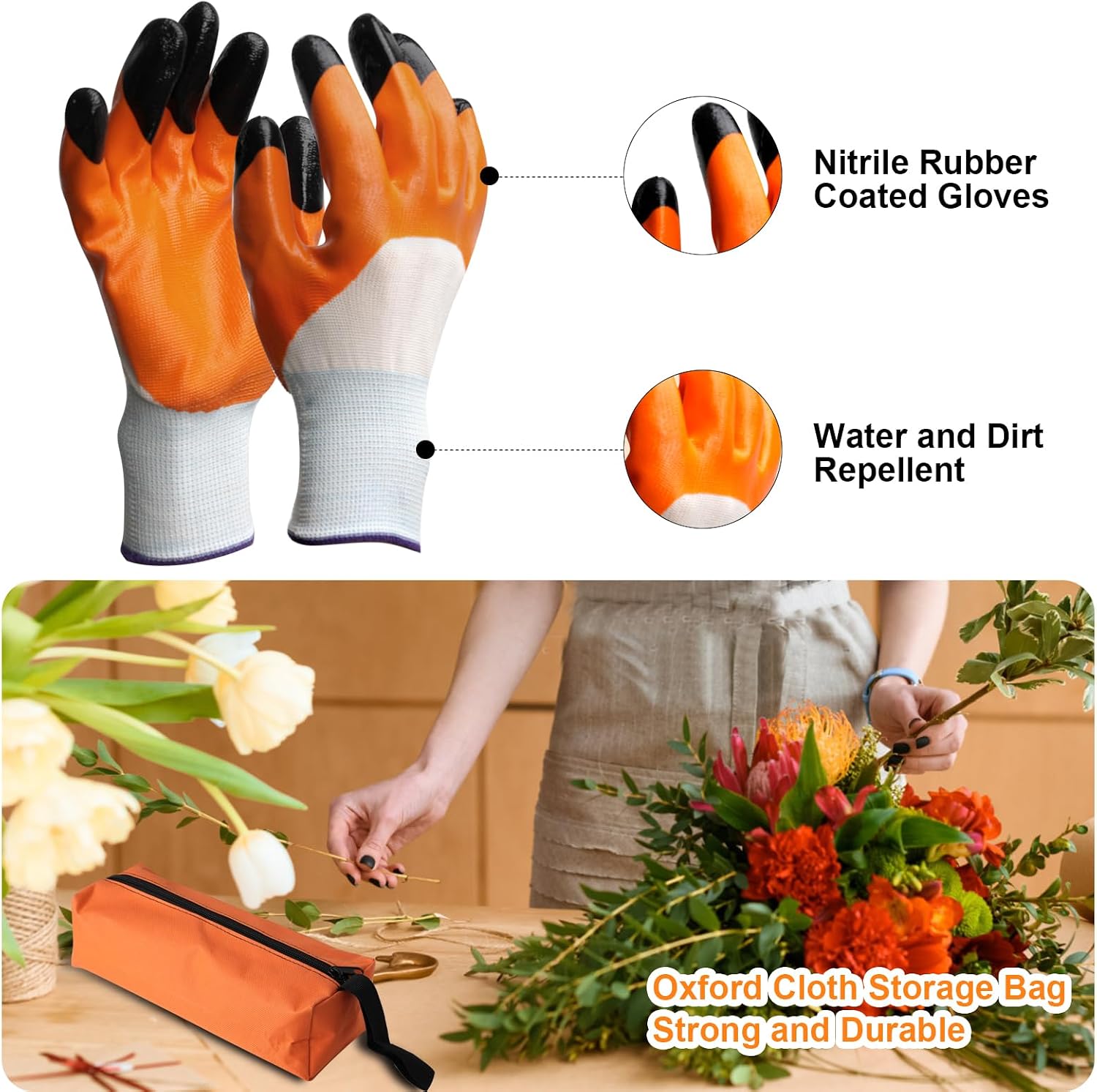 6Pcs Pruning Shears Set with Bypass Pruning Shears, Garden Scissors, Pruning Snips,Saw,Gloves,Storage Bag,Handheld