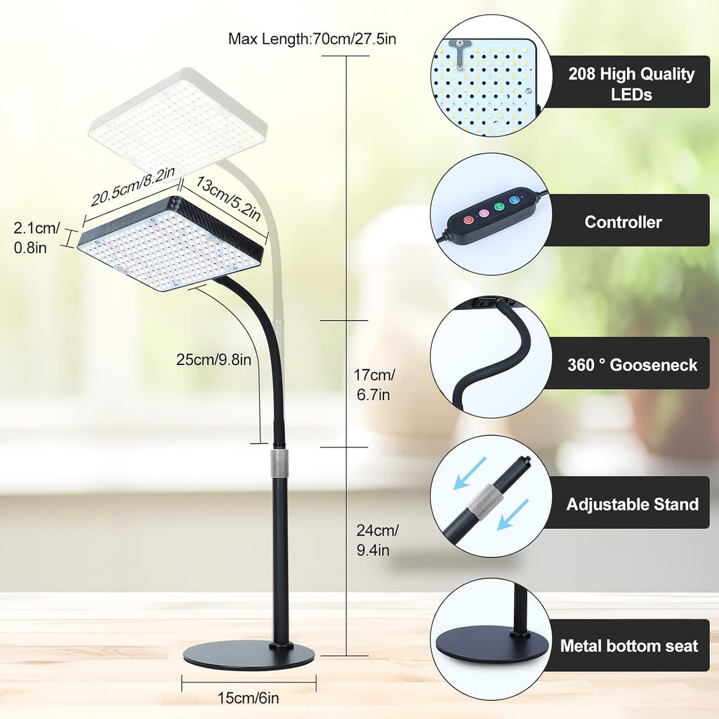 Tabletop Grow Lights for Indoor Plants 25 Watt, Bright Natural Sunlight Full Spectrum Plant Growing Lamps for
