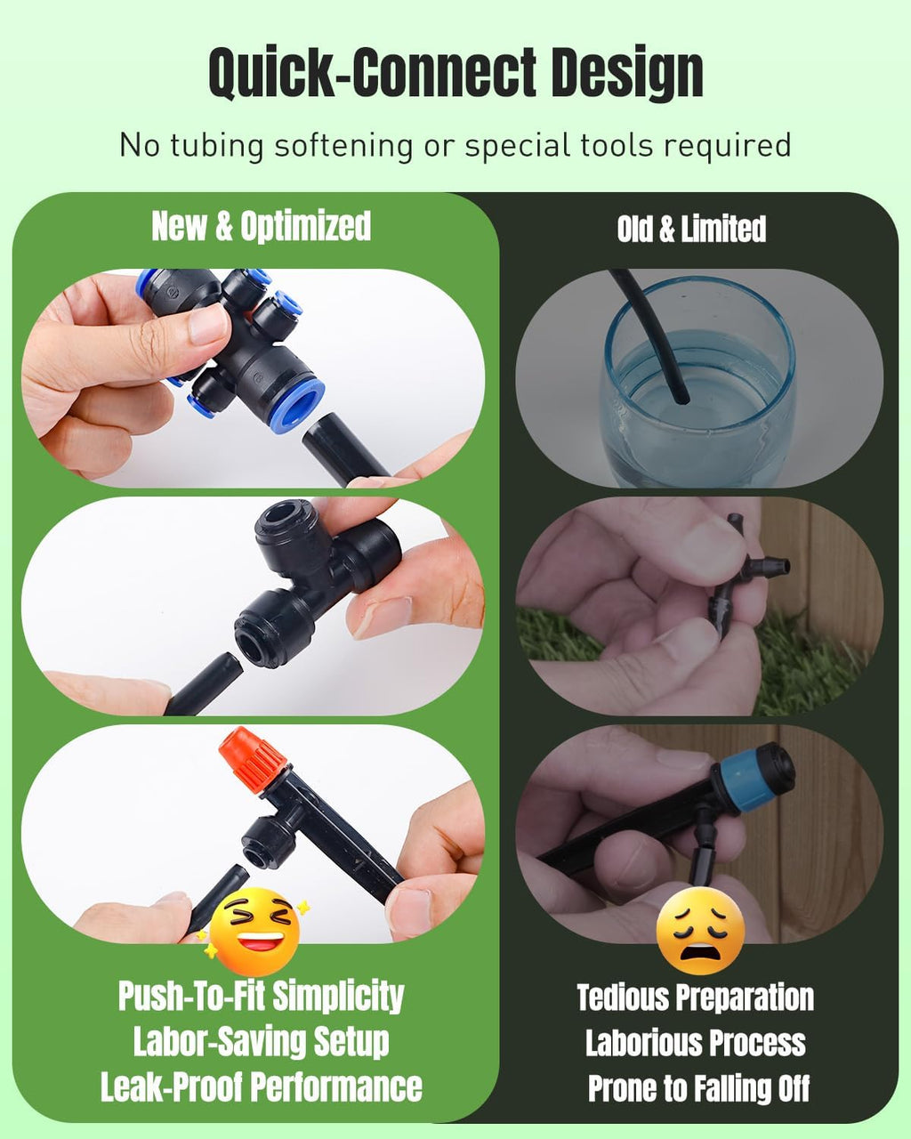 Pawfly 230 ft Quick Connect Drip Irrigation Kit, Drip Irrigation System for Garden Watering System with 1/2" (33 ft) &