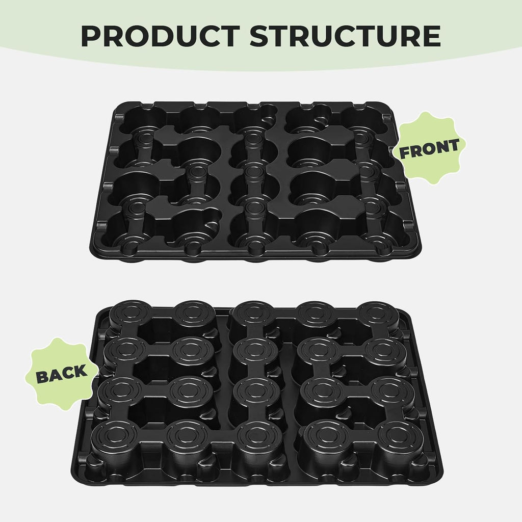 10 Pack 20 Cell Seed Starter Trays Compatible with 3 Inch Pots | 10 reusable trays offer 200 total cells and reinforced