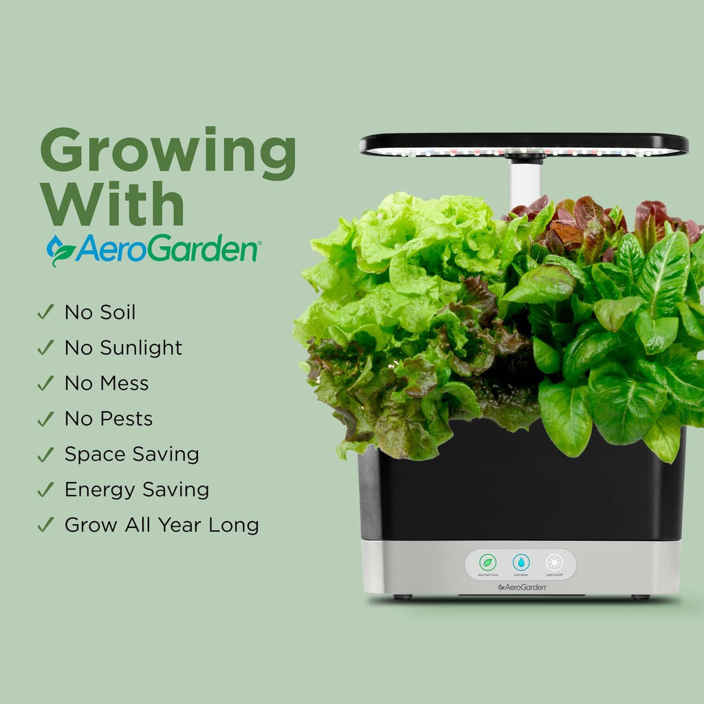AeroGarden Harvest Indoor Garden Hydroponic System with LED Grow Light and Herb Kit, Holds up to 6 Pods, White