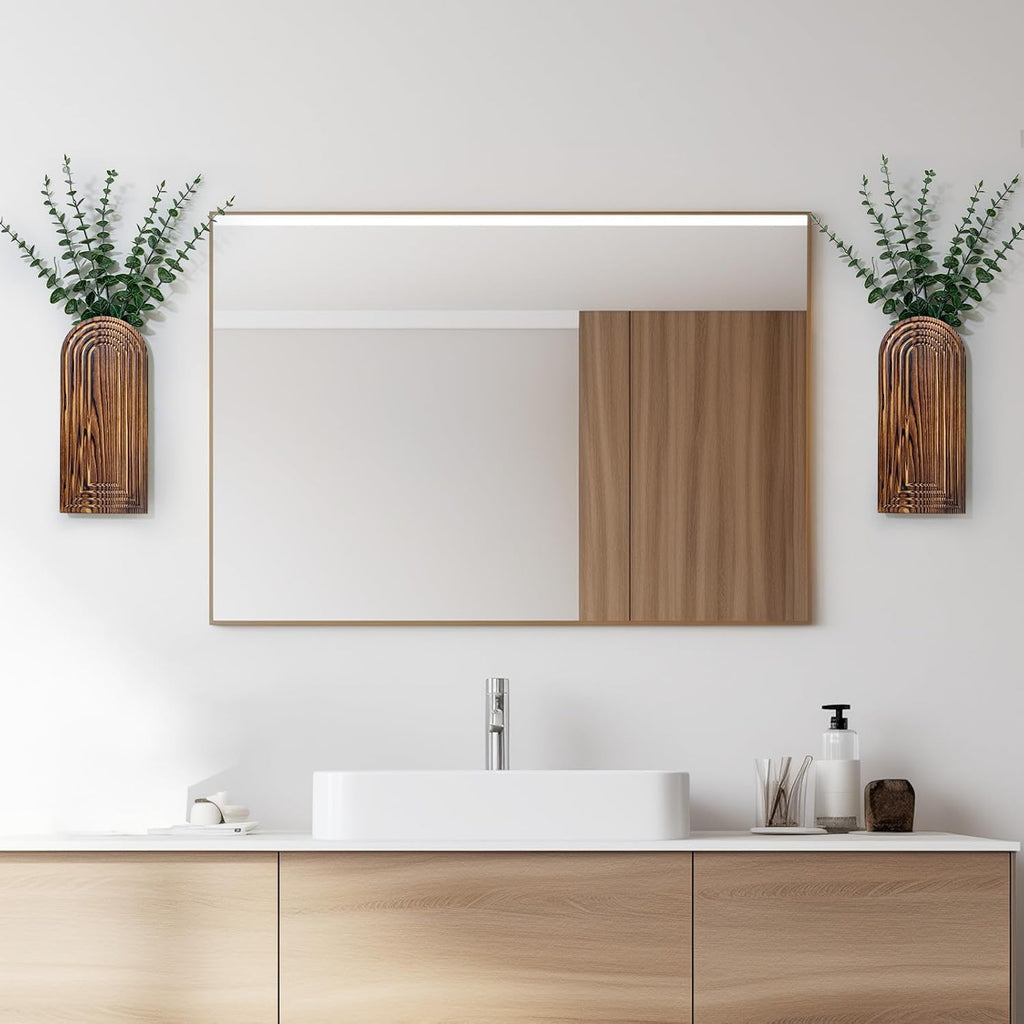 Wooden Wall Planter Vase Set of 2, Boho Hanging Planter for Indoor Plants & Flowers, Natural Wood Wall-Mounted Planters