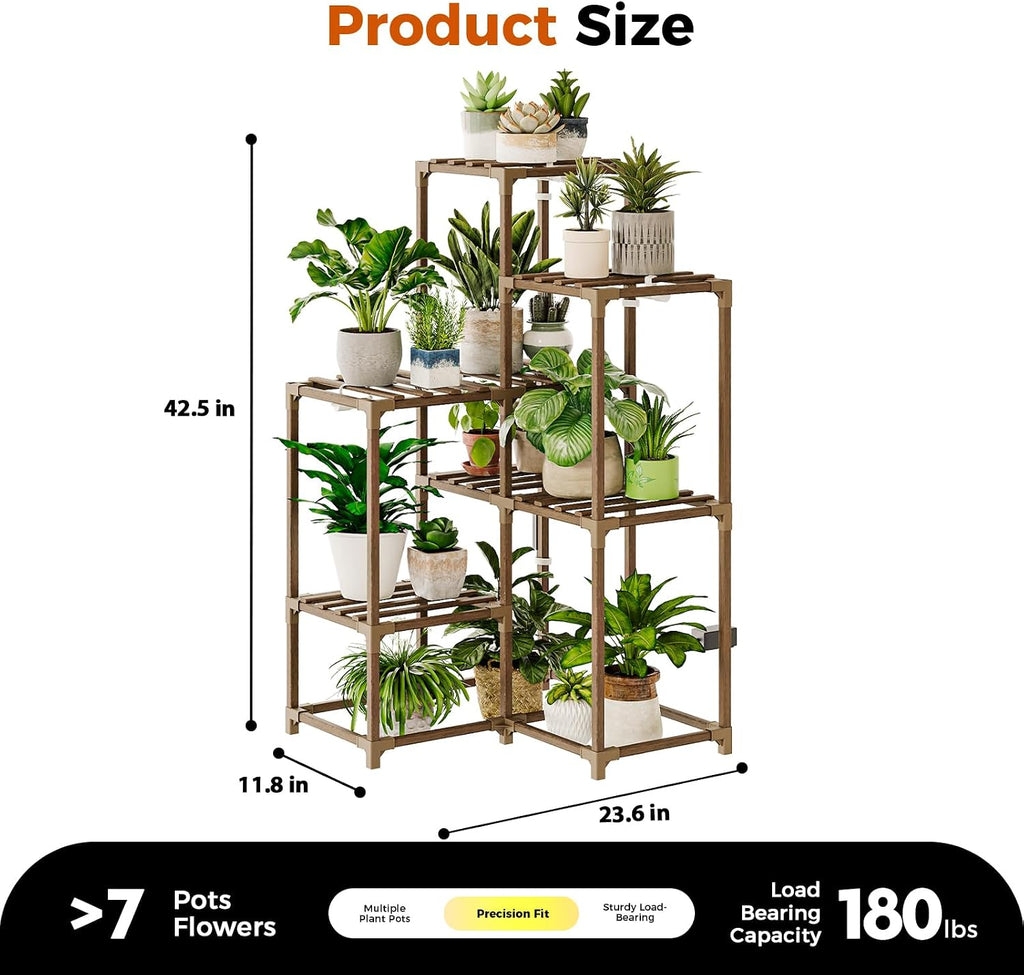 Bamworld Plant Stand with Grow Light for Indoor Plants Growing Corner Plant | Shelf with Grow Lights for Living Room