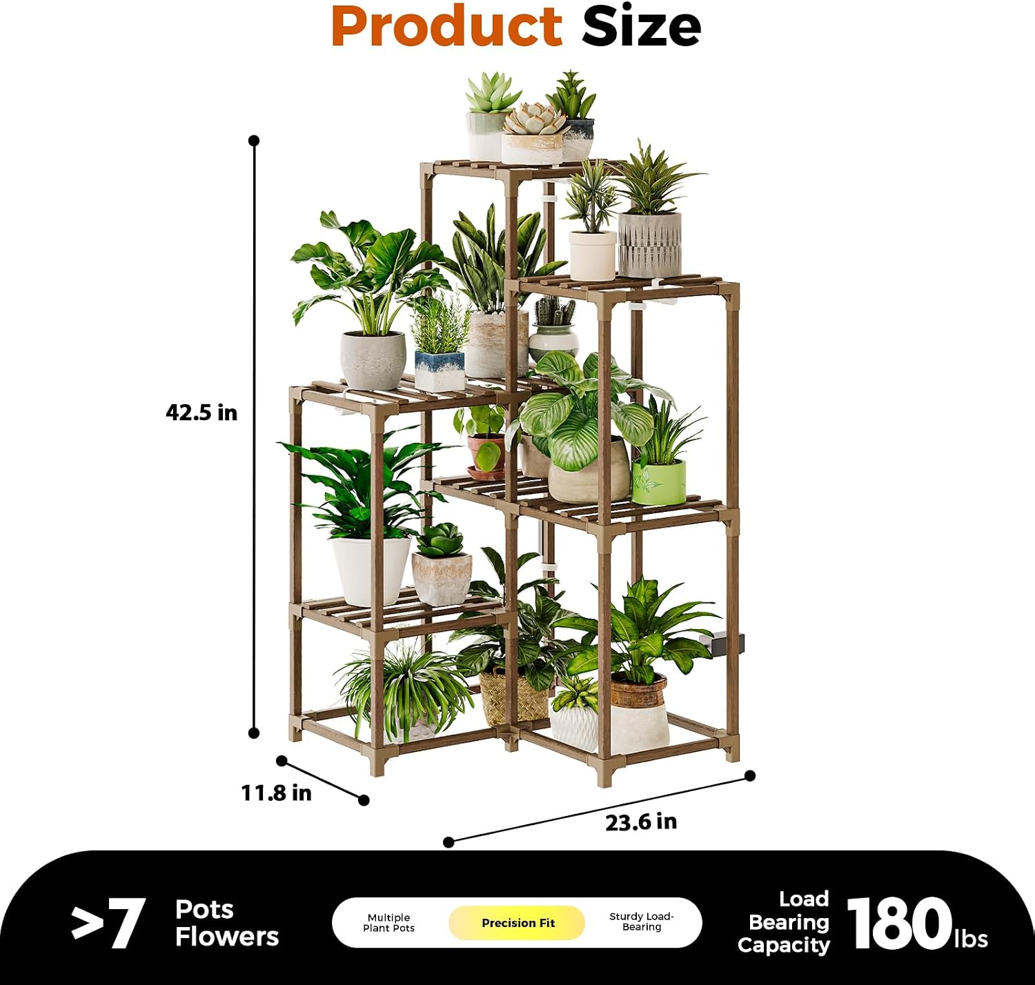 Bamworld Plant Stand with Grow Light for Indoor Plants Growing Corner Plant | Shelf with Grow Lights for Living Room