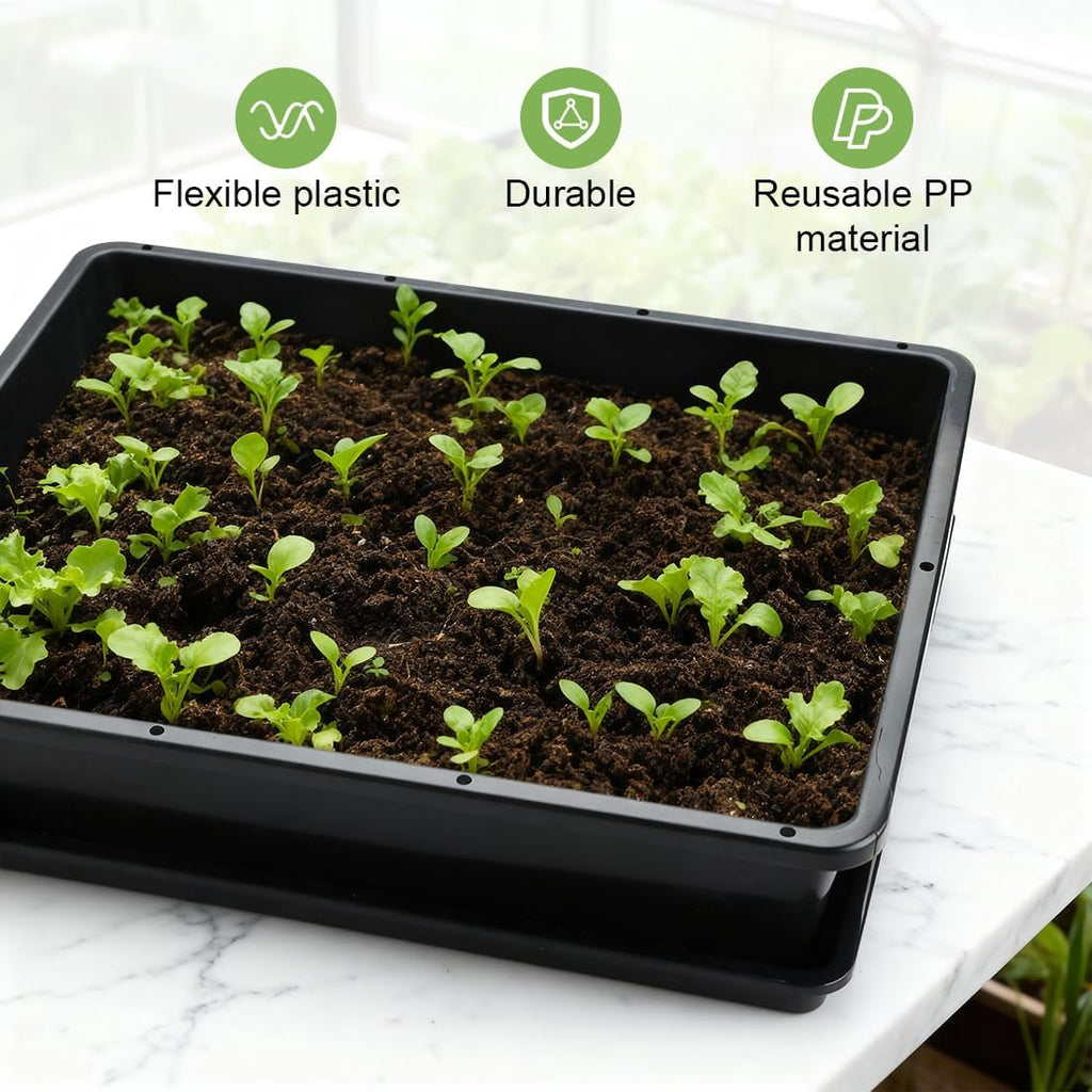 RooTrimmer 5 Pack Soil Blocking Trays(14"x12"x3"), Plastic Flat Plant Tray for Holding or Collecting Drainage Water